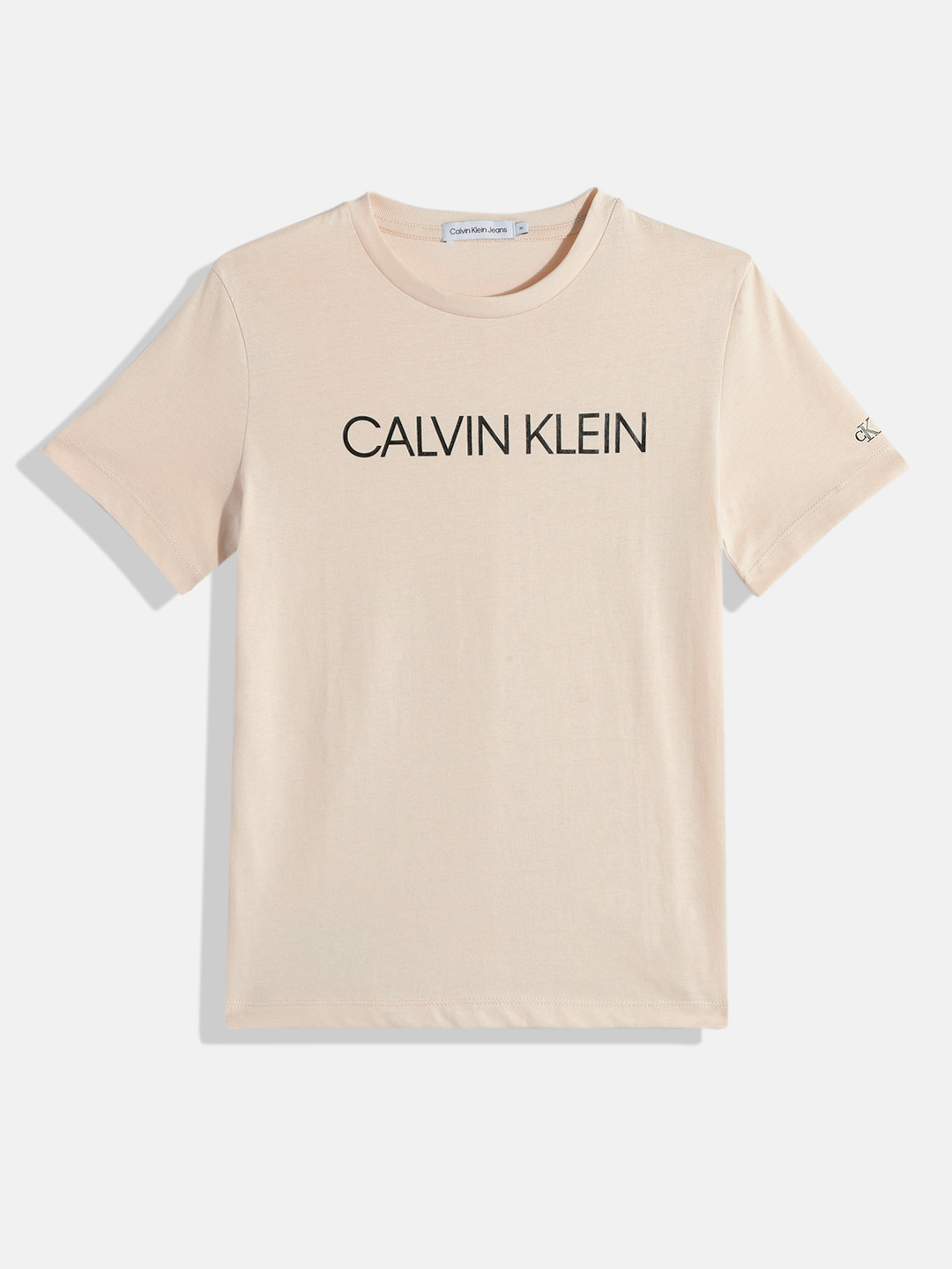 Calvin Klein Unisex Kids Brand Logo Print Knitted Organic Cotton T-shirt, Beige
Calvin Klein Unisex Kids Brand Logo Print Knitted Organic Cotton T-shirt, Beige