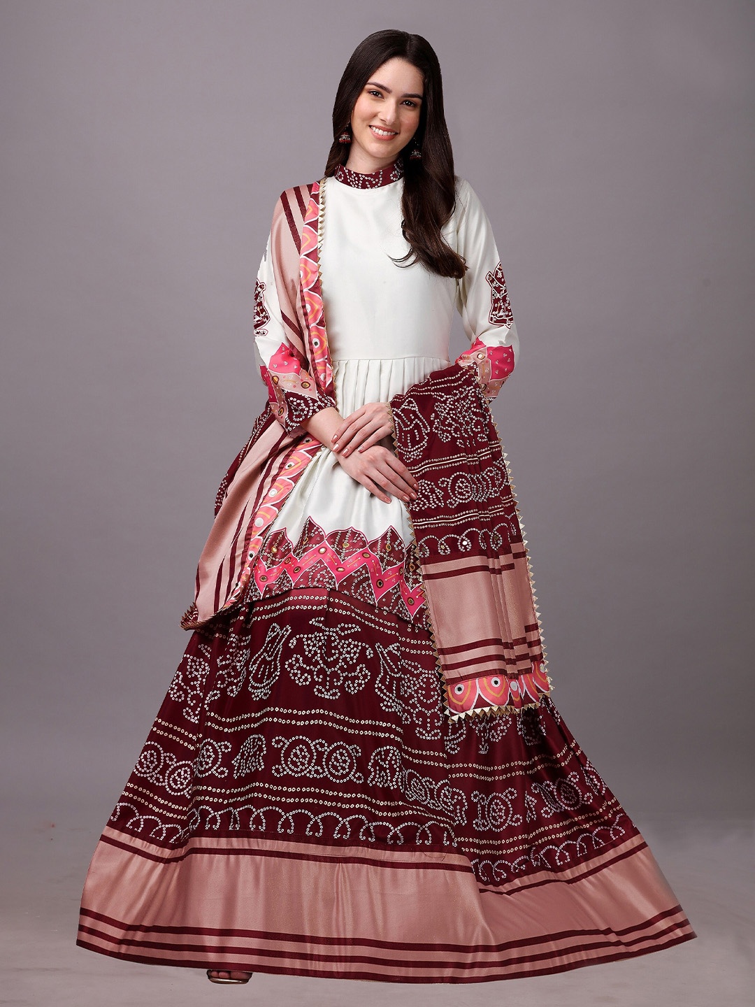 Sarvayog Fashion Printed Satin Ready to Wear Lehenga & Made to Measure Blouse With Dupatta, White
Sarvayog Fashion Printed Satin Ready to Wear Lehenga & Made to Measure Blouse With Dupatta, White