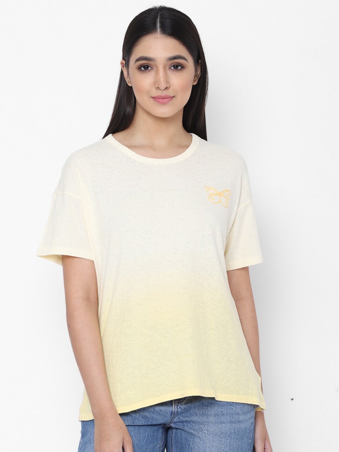 AMERICAN EAGLE OUTFITTERS Women Tie and Dye Drop-Shoulder Sleeves Cotton T-shirt, Yellow
AMERICAN EAGLE OUTFITTERS Women Tie and Dye Drop-Shoulder Sleeves Cotton T-shirt, Yellow