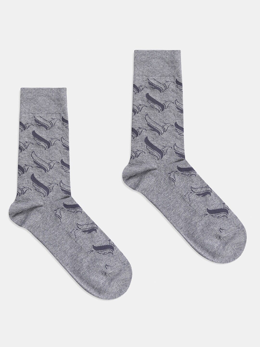 Blackberrys Men Patterned Calf Length Socks, Grey