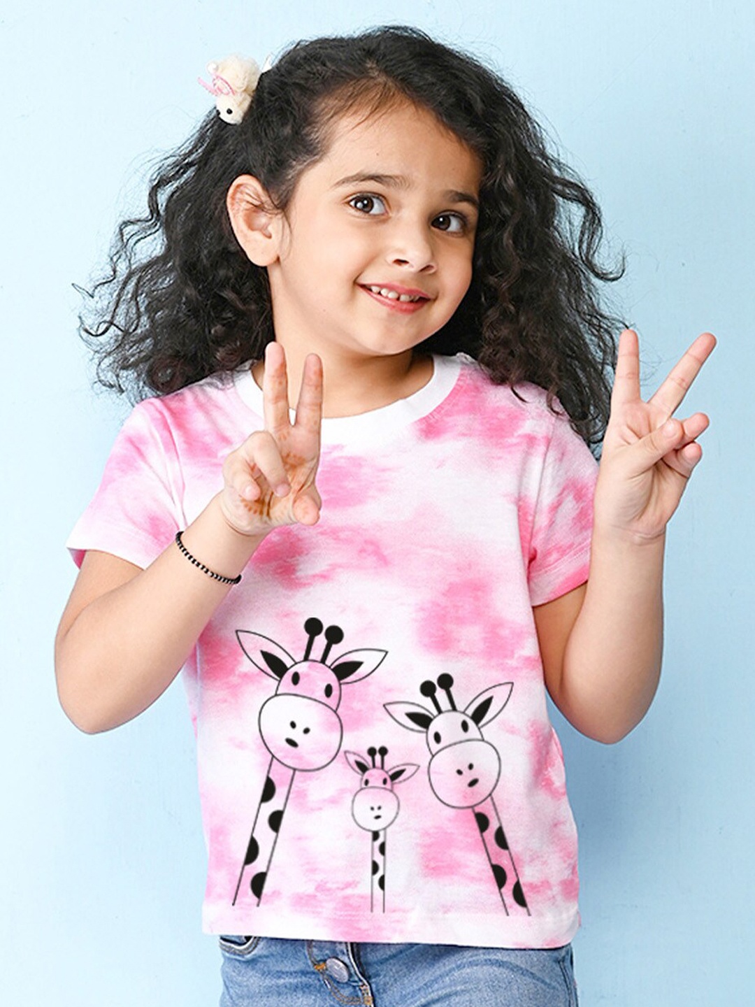 NUSYL Girls Cotton Tie and Dye Dyed T-shirt, Pink
