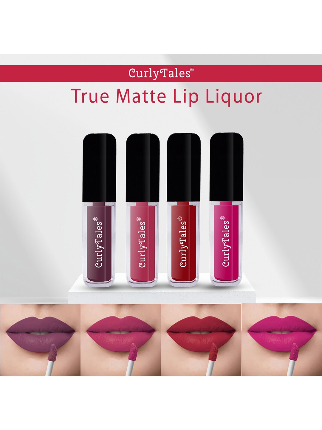 CurlyTales Set Of 4 Lightweight & Waterproof True Matte Liquid Lipstick 16ml - 01+02+03+04, Maroon
CurlyTales Set Of 4 Lightweight & Waterproof True Matte Liquid Lipstick 16ml - 01+02+03+04, Maroon