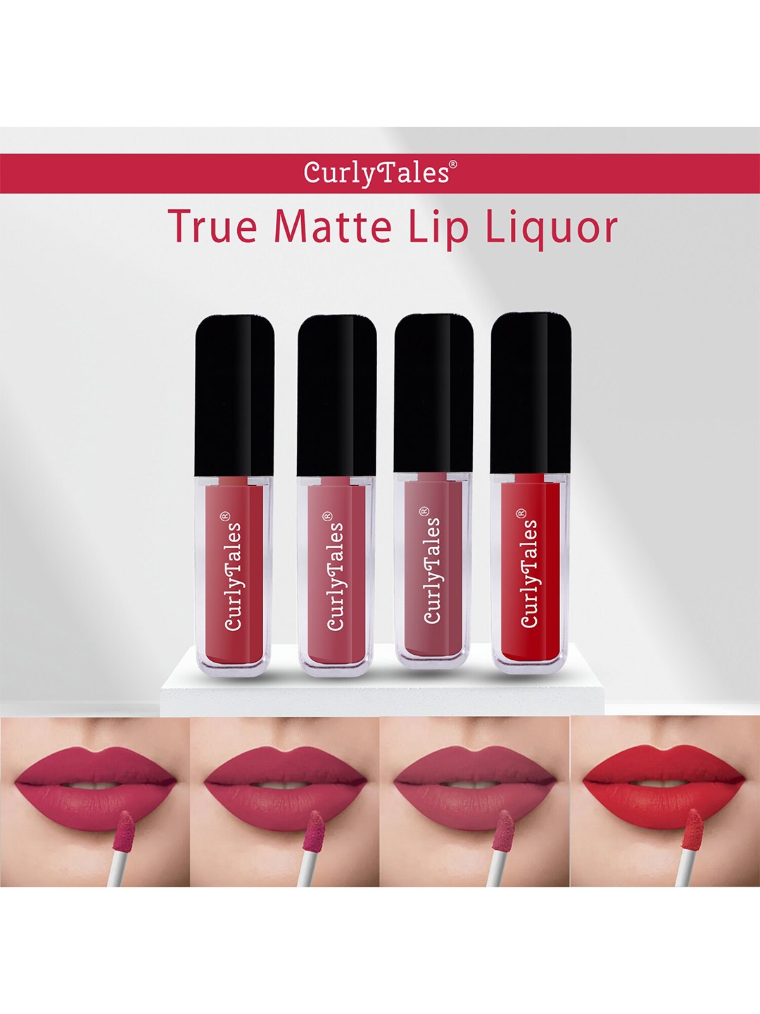 CurlyTales Set Of 4 Lightweight & Waterproof True Matte Liquid Lipstick 16ml - 06+08+09+11, Red
CurlyTales Set Of 4 Lightweight & Waterproof True Matte Liquid Lipstick 16ml - 06+08+09+11, Red