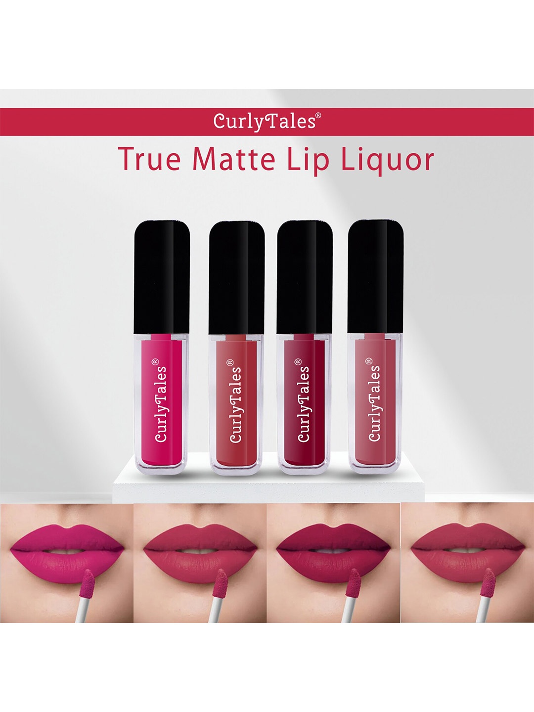 CurlyTales Set Of 4 Lightweight & Waterproof True Matte Liquid Lipstick 16ml - 05+06+07+08, Pink
CurlyTales Set Of 4 Lightweight & Waterproof True Matte Liquid Lipstick 16ml - 05+06+07+08, Pink