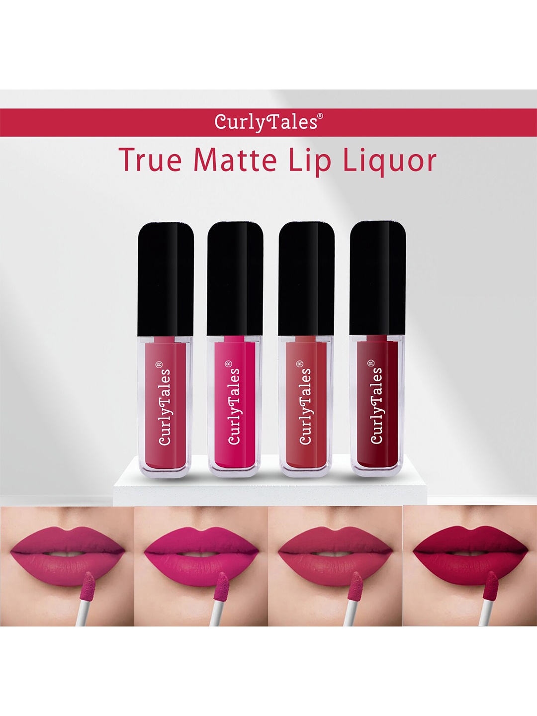 CurlyTales Set Of 4 Lightweight & Waterproof True Matte Liquid Lipsticks - 02, 05, 06, 14, Pink
CurlyTales Set Of 4 Lightweight & Waterproof True Matte Liquid Lipsticks - 02, 05, 06, 14, Pink
