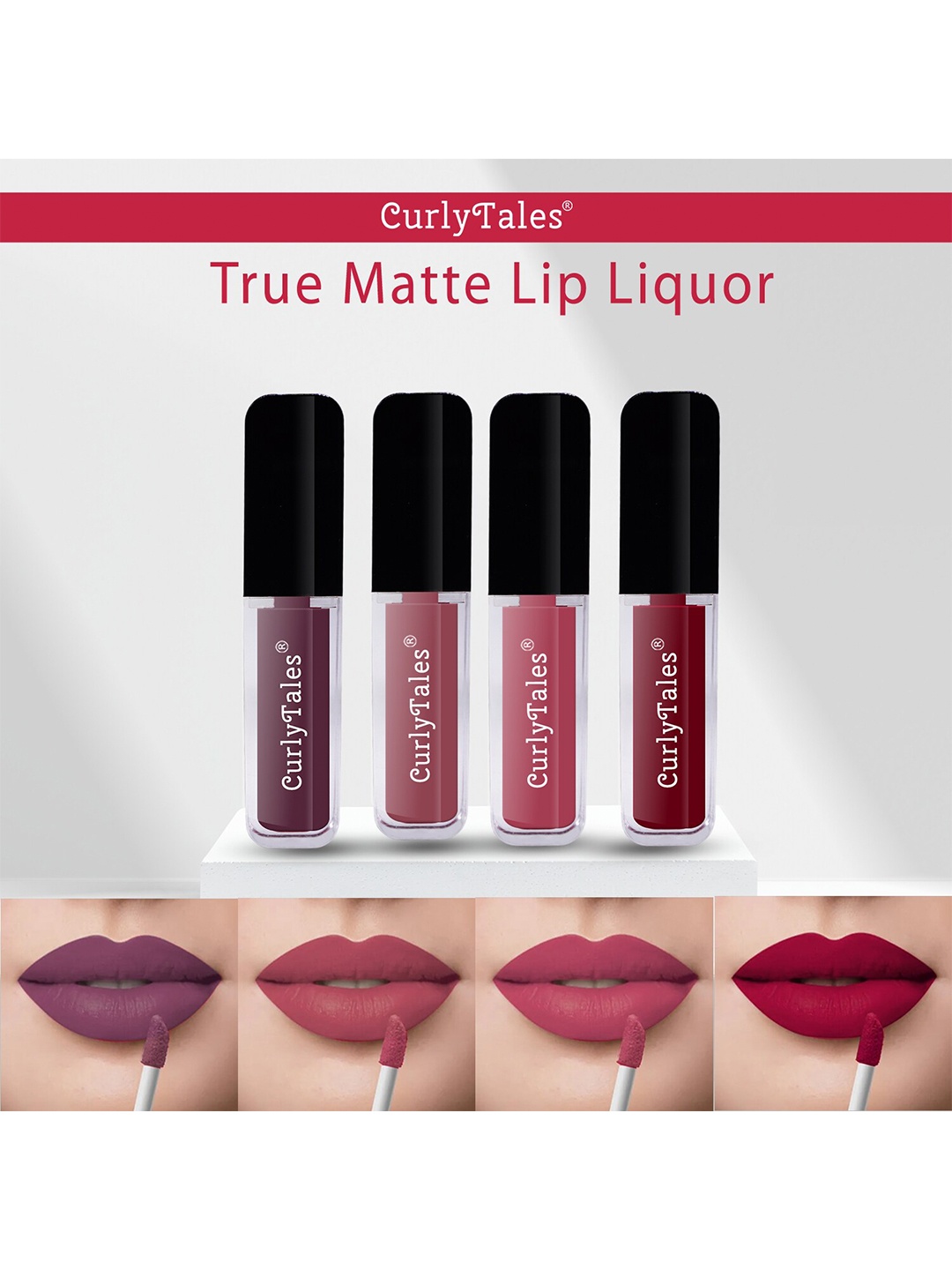 CurlyTales Set Of 4 Lightweight & Waterproof True Matte Liquid Lipsticks - 01, 09, 10, 14, Purple
CurlyTales Set Of 4 Lightweight & Waterproof True Matte Liquid Lipsticks - 01, 09, 10, 14, Purple