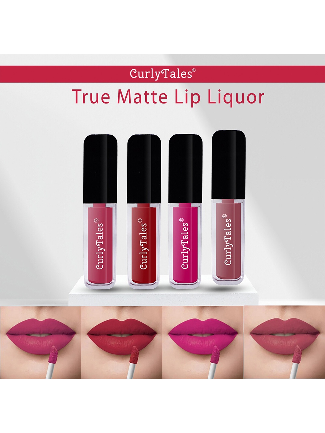 CurlyTales Set Of 4 Lightweight & Waterproof True Velvet Matte Lipsticks - 02, 03, 04, 09, Fuchsia
CurlyTales Set Of 4 Lightweight & Waterproof True Velvet Matte Lipsticks - 02, 03, 04, 09, Fuchsia