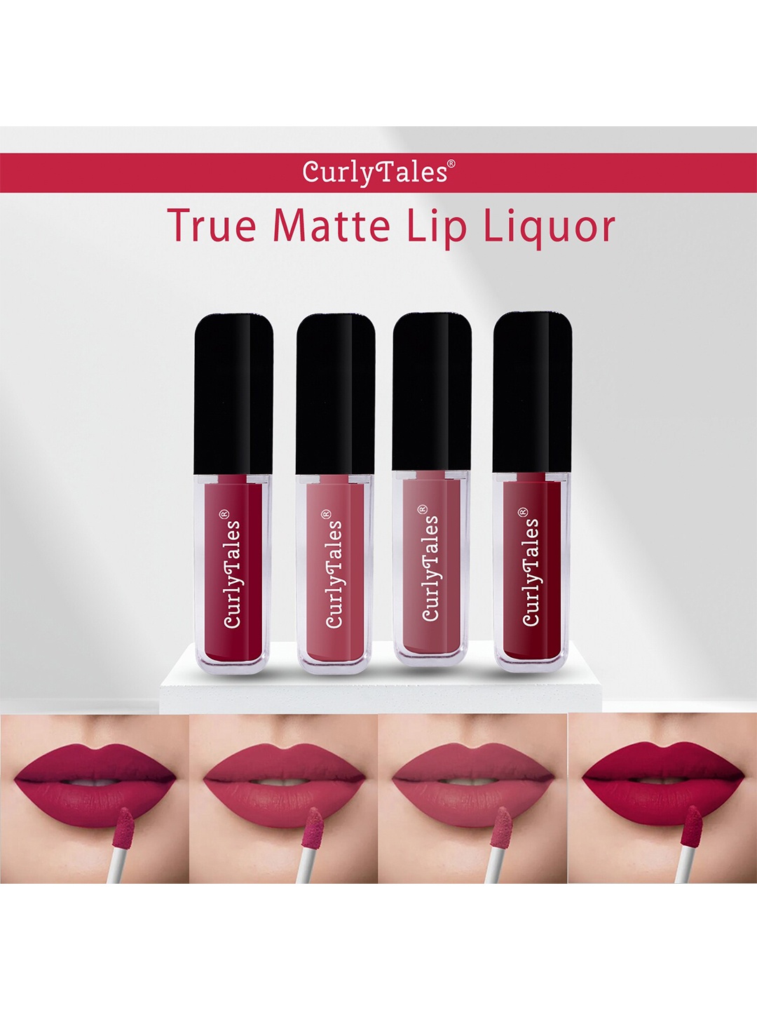 CurlyTales Set of 4 True Matte Vegan Long Lasting Liquid Lipstick with Vit E - 4 ml each, Nude
CurlyTales Set of 4 True Matte Vegan Long Lasting Liquid Lipstick with Vit E - 4 ml each, Nude