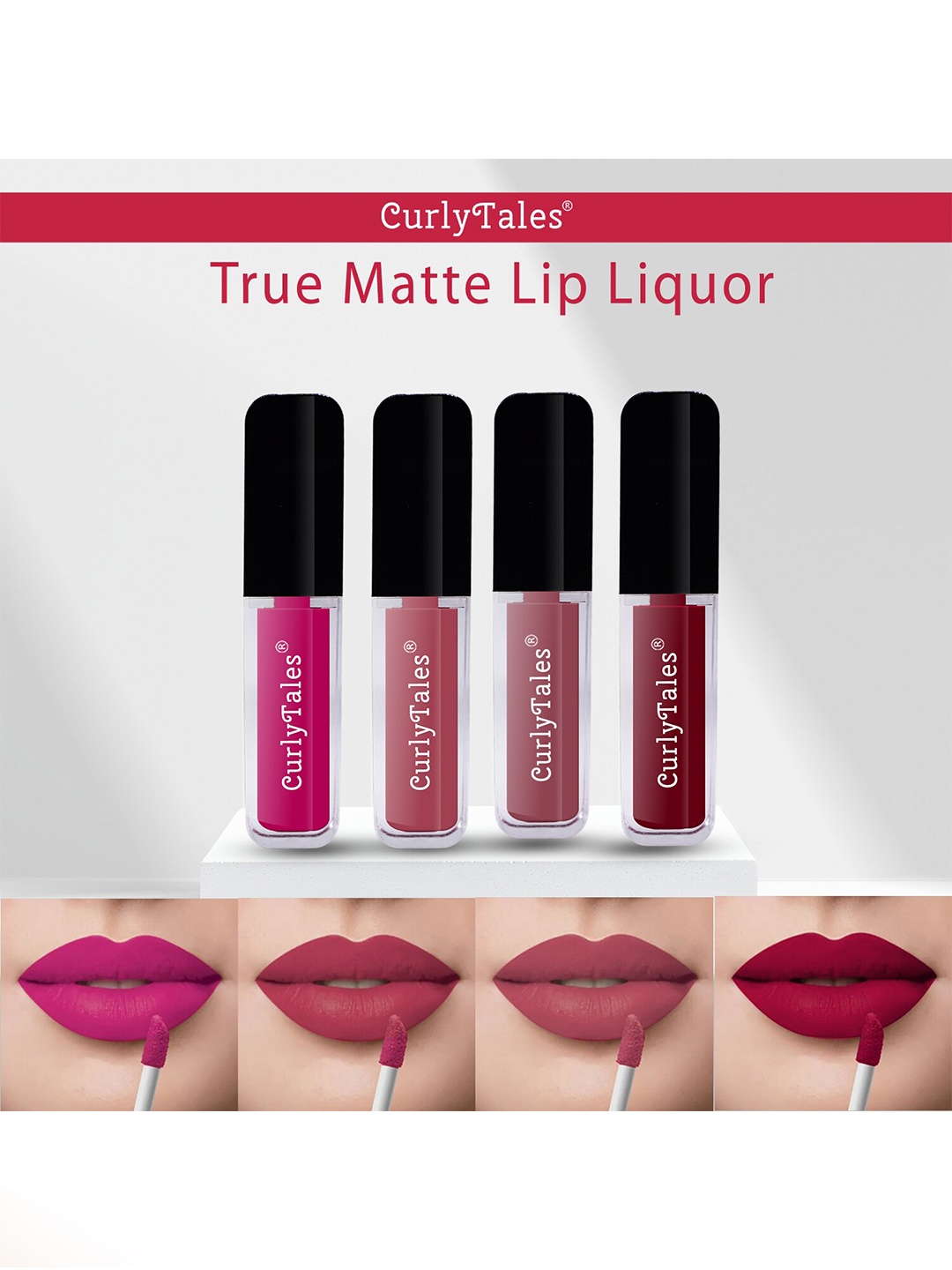 CurlyTales True Matte Set Of 4 Liquid Lipstick 4ml Each - Magenta, Pink Nude, Nude, Maroon
CurlyTales True Matte Set Of 4 Liquid Lipstick 4ml Each - Magenta, Pink Nude, Nude, Maroon