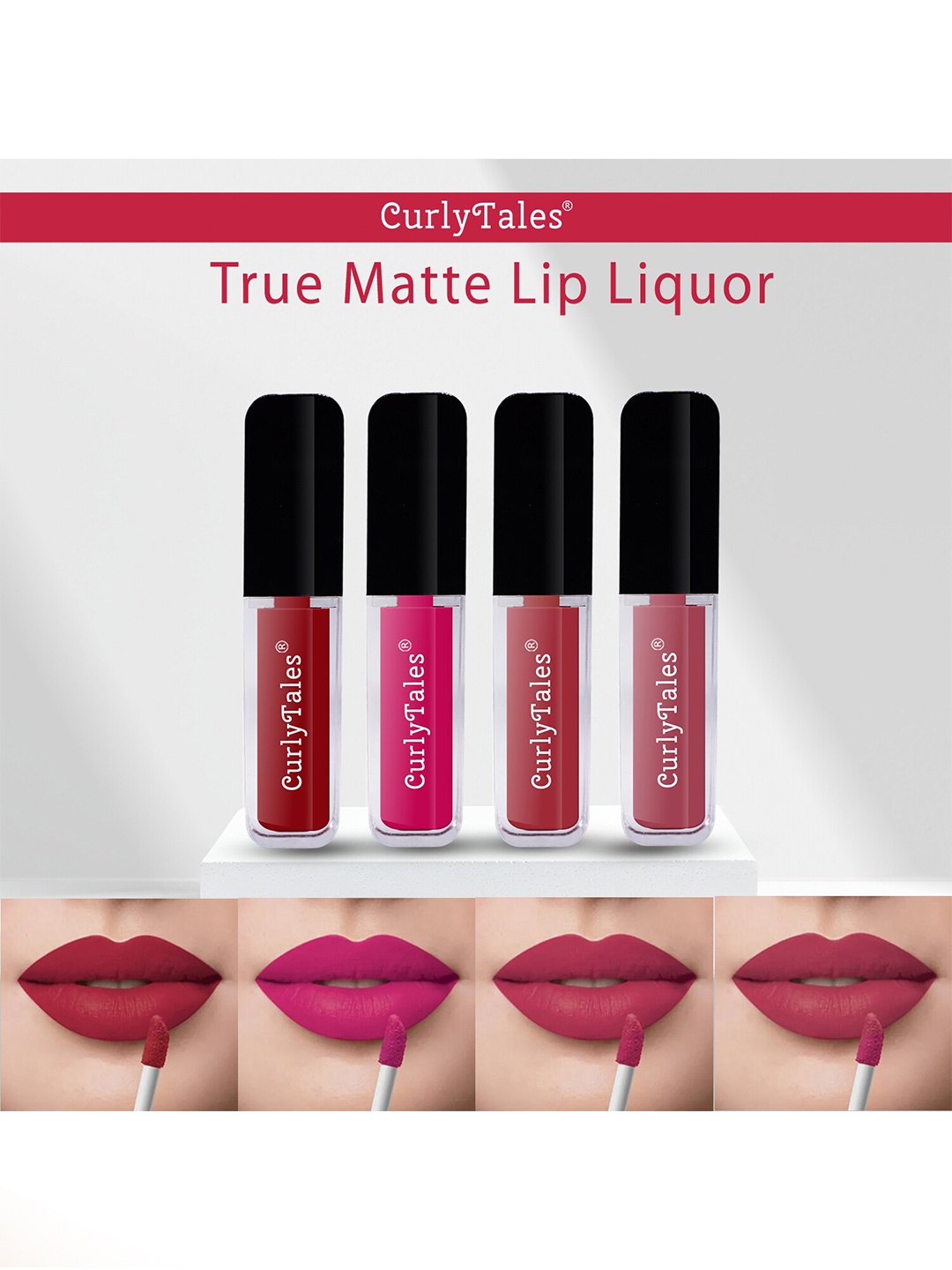 CurlyTales True Matte Set Of 4 Liquid Lipstick - Red, Magenta, Brick Red, Pink Nude
CurlyTales True Matte Set Of 4 Liquid Lipstick - Red, Magenta, Brick Red, Pink Nude