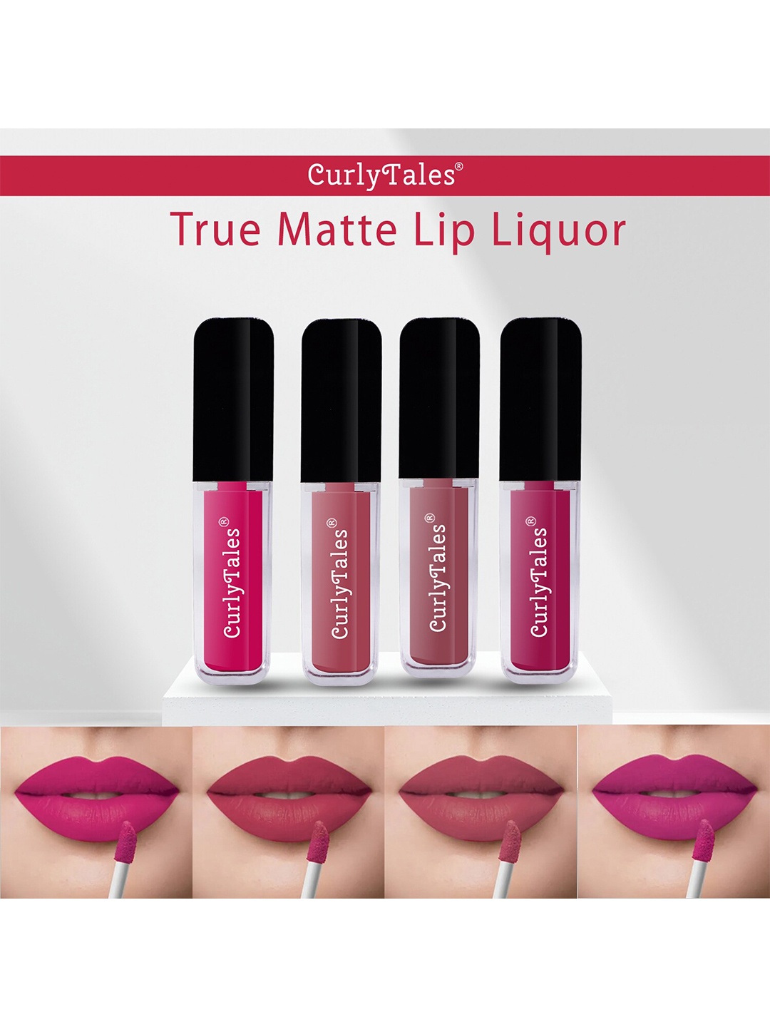 CurlyTales Set of 4 Lightweight & Waterproof True Matte Liquid Lipsticks 4 ml Each-Magenta Pink 05 - Pink Nude 08 - Nude 09 - Pink 12, Multi
CurlyTales Set of 4 Lightweight & Waterproof True Matte Liquid Lipsticks 4 ml Each-Magenta Pink 05 - Pink Nude 08 - Nude 09 - Pink 12, Multi