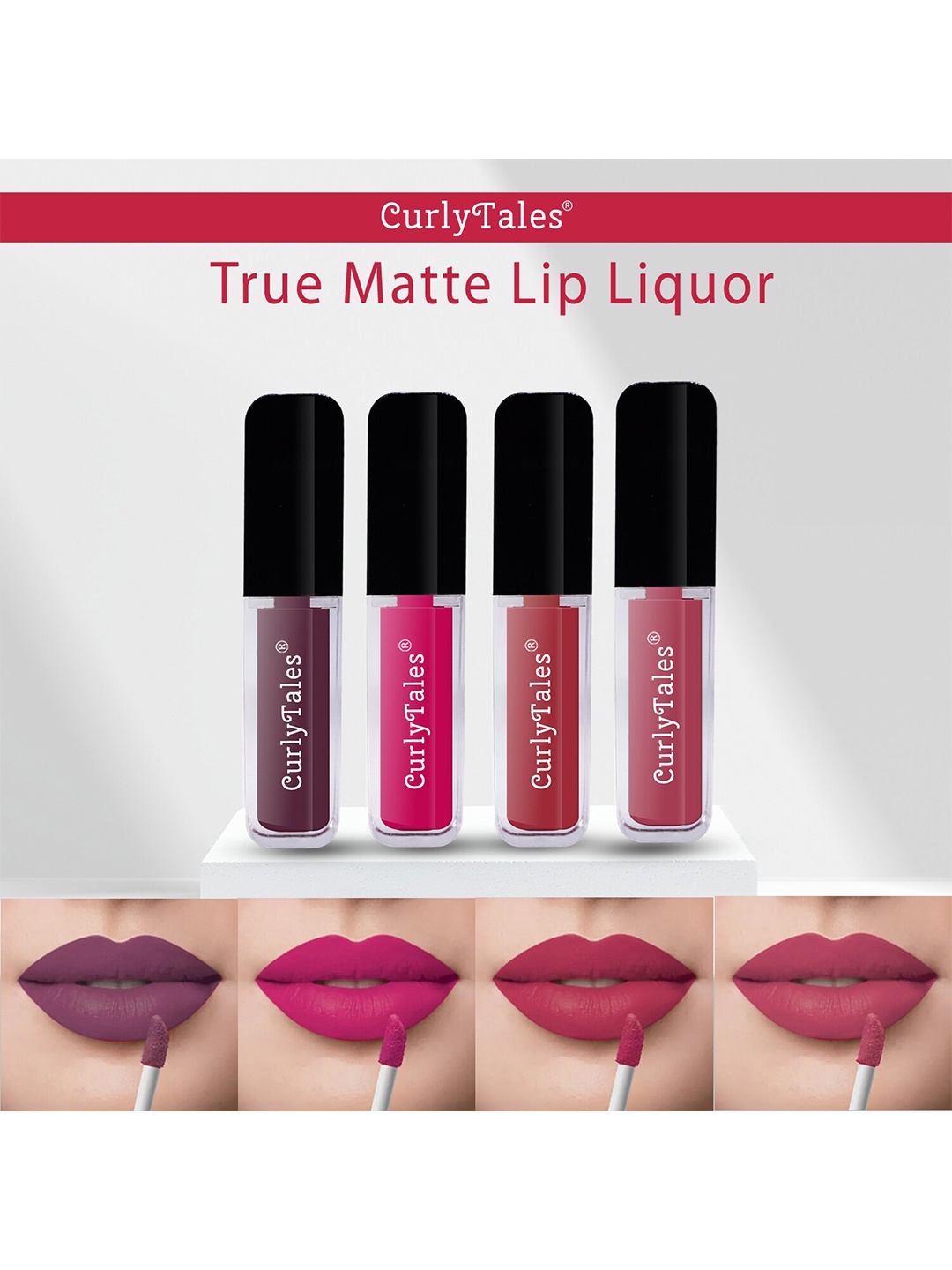 CurlyTales Set Of 4 Lightweight & Waterproof True Matte Liquid Lipstick 16ml - 01+05+06+10, Red
CurlyTales Set Of 4 Lightweight & Waterproof True Matte Liquid Lipstick 16ml - 01+05+06+10, Red