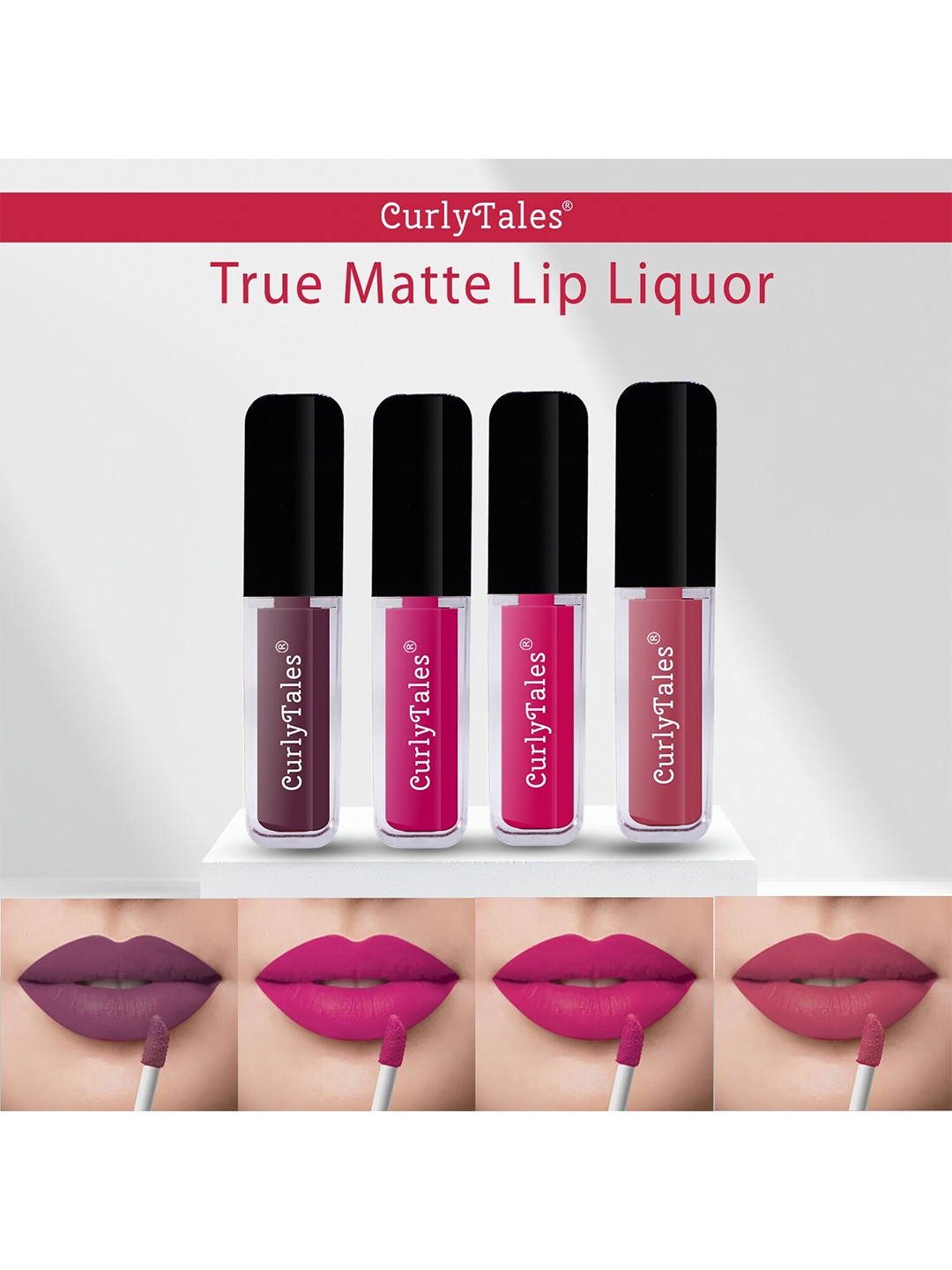 CurlyTales True Matte Set Of 4 Waterproof & Weightless Long Lasting Liquid Matte Lipstick 4 ml Each, Purple
CurlyTales True Matte Set Of 4 Waterproof & Weightless Long Lasting Liquid Matte Lipstick 4 ml Each, Purple