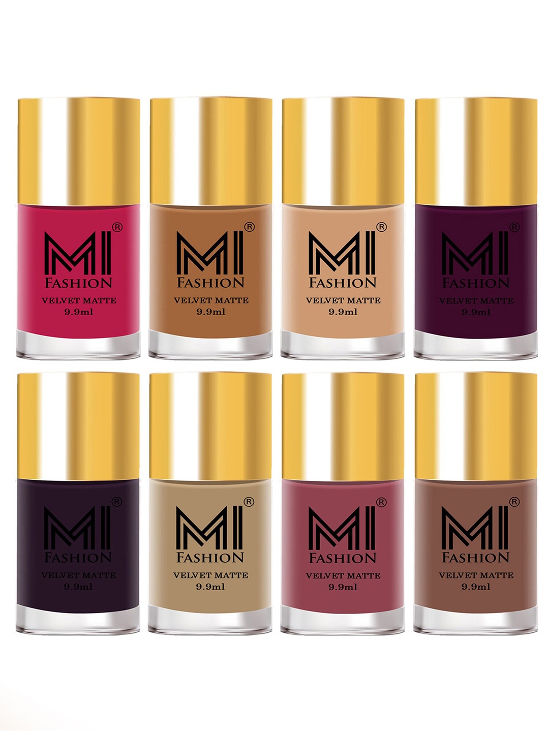 MI FASHION Set of 8 Velvet Matte Long Lasting Vegan Nail Polish - 9.9 ml each, Multi
MI FASHION Set of 8 Velvet Matte Long Lasting Vegan Nail Polish - 9.9 ml each, Multi