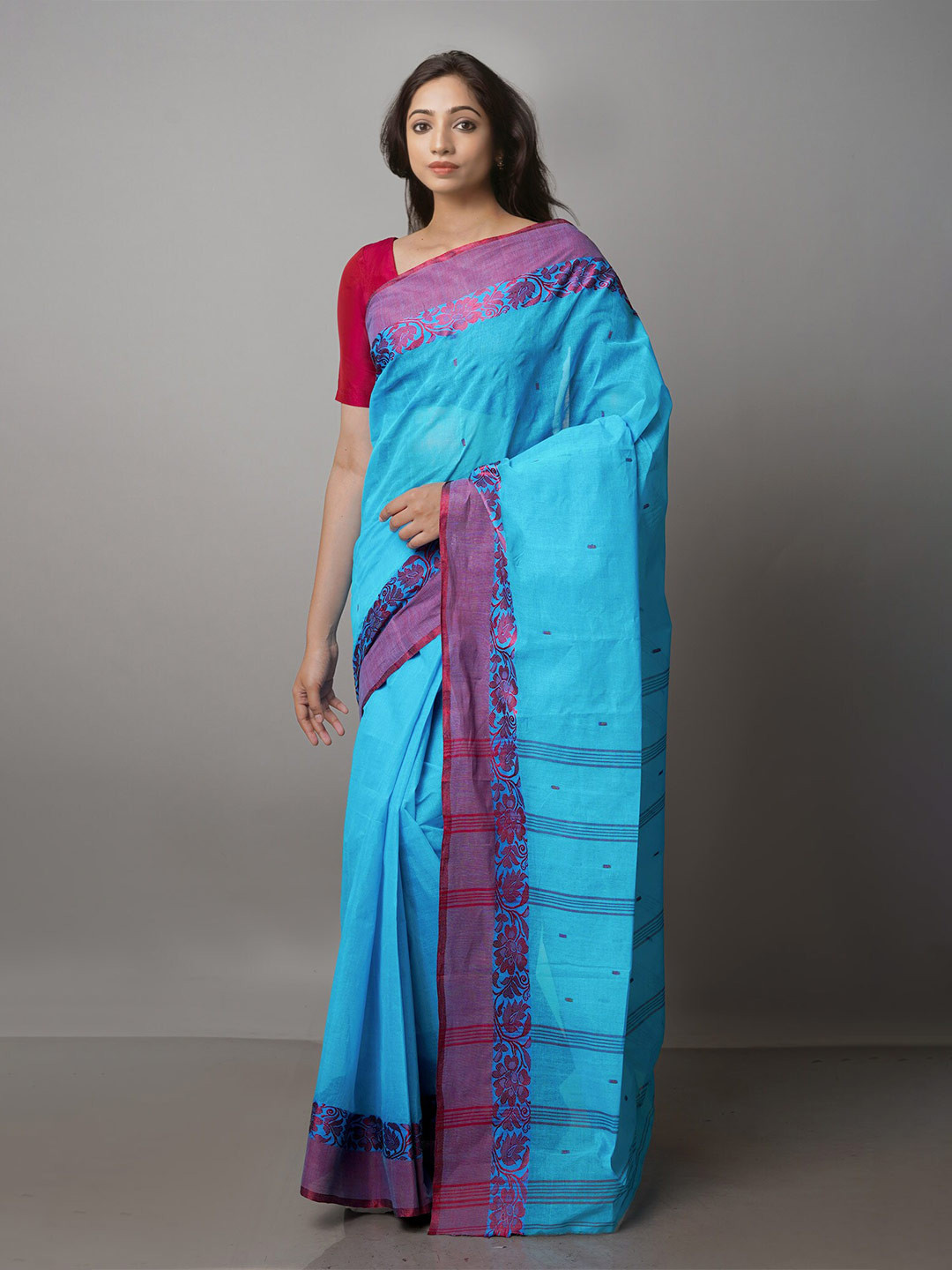 Unnati Silks Woven Design Pure Cotton Taant Saree, Blue 
Unnati Silks Woven Design Pure Cotton Taant Saree, Blue