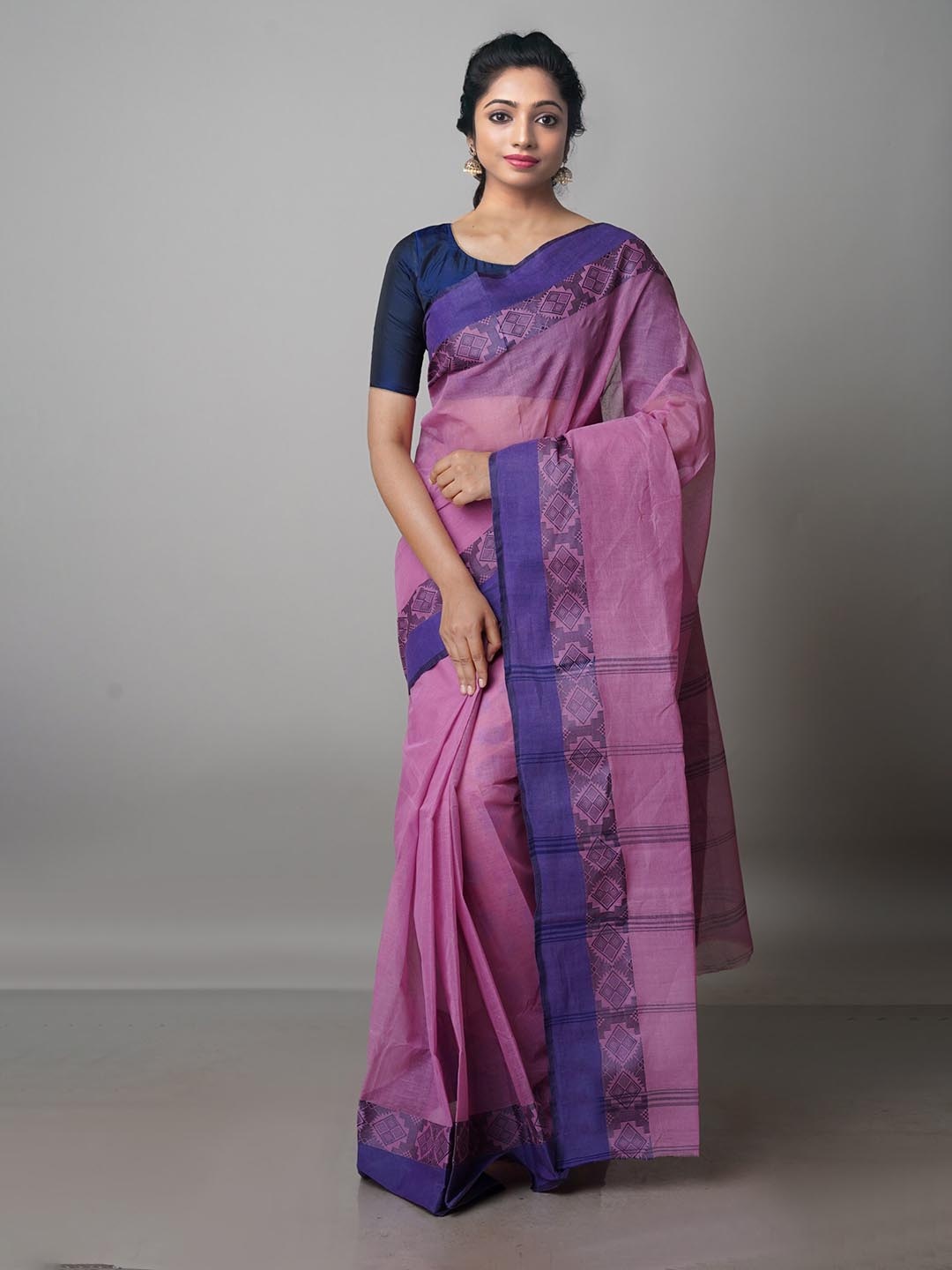 Unnati Silks Pure Cotton Taant Saree, Pink