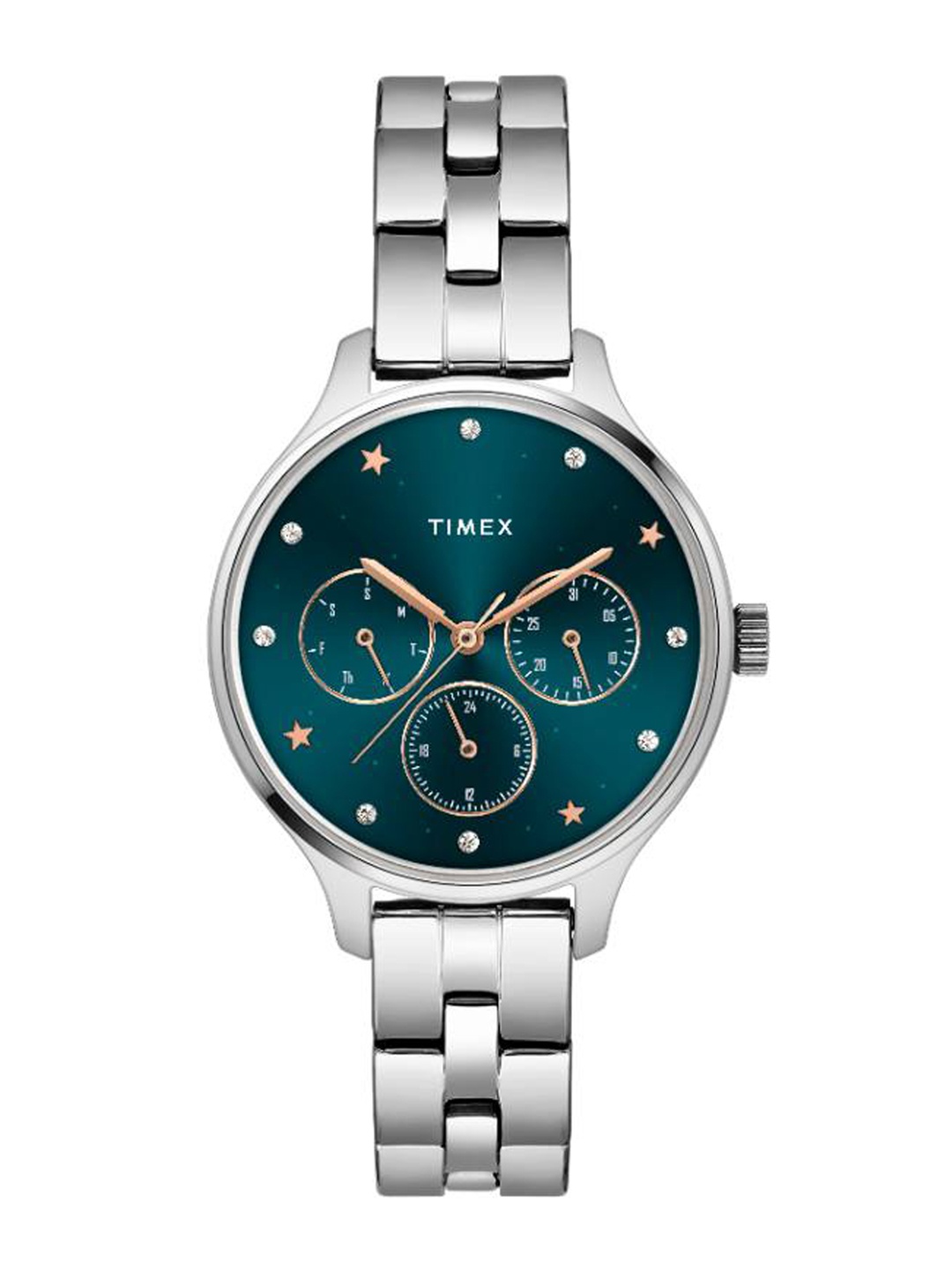 Timex Women Brass Dial & Stainless Steel Bracelet Style Straps Analogue Watch TWEL14813, Blue
Timex Women Brass Dial & Stainless Steel Bracelet Style Straps Analogue Watch TWEL14813, Blue