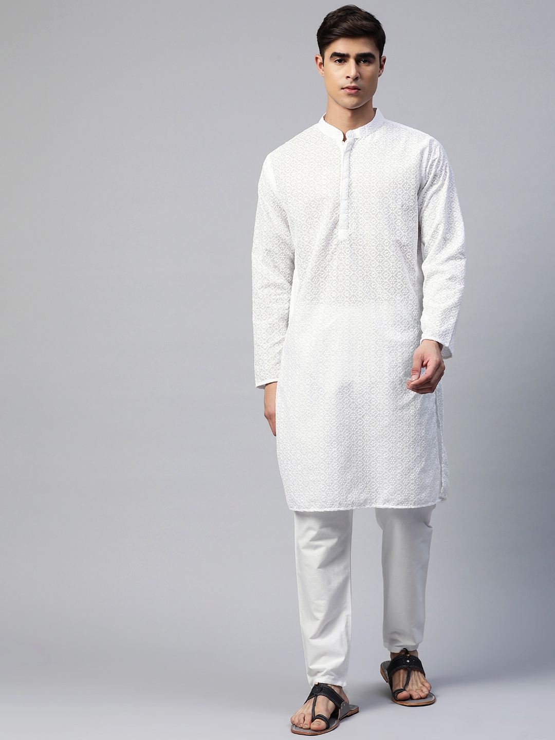 Readiprint Fashions White Floral Embroidered Chikankari Pure Cotton Kurta with Pyjamas
Readiprint Fashions White Floral Embroidered Chikankari Pure Cotton Kurta with Pyjamas