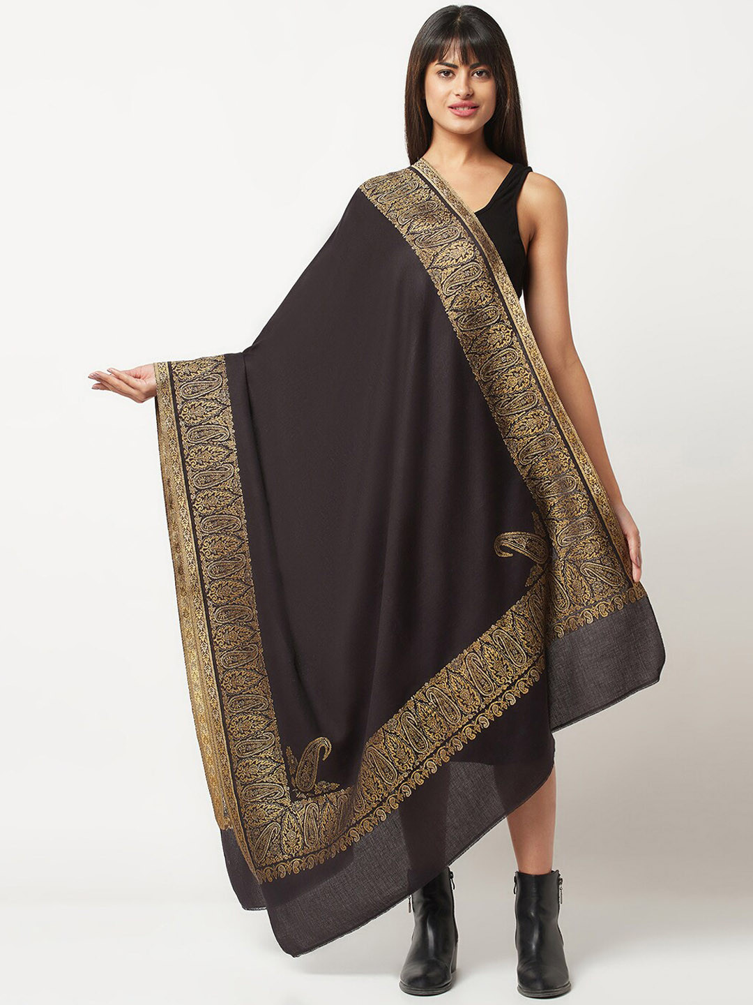 La Vastraa Women Woven Design Pure Wool Shawl, Black
La Vastraa Women Woven Design Pure Wool Shawl, Black