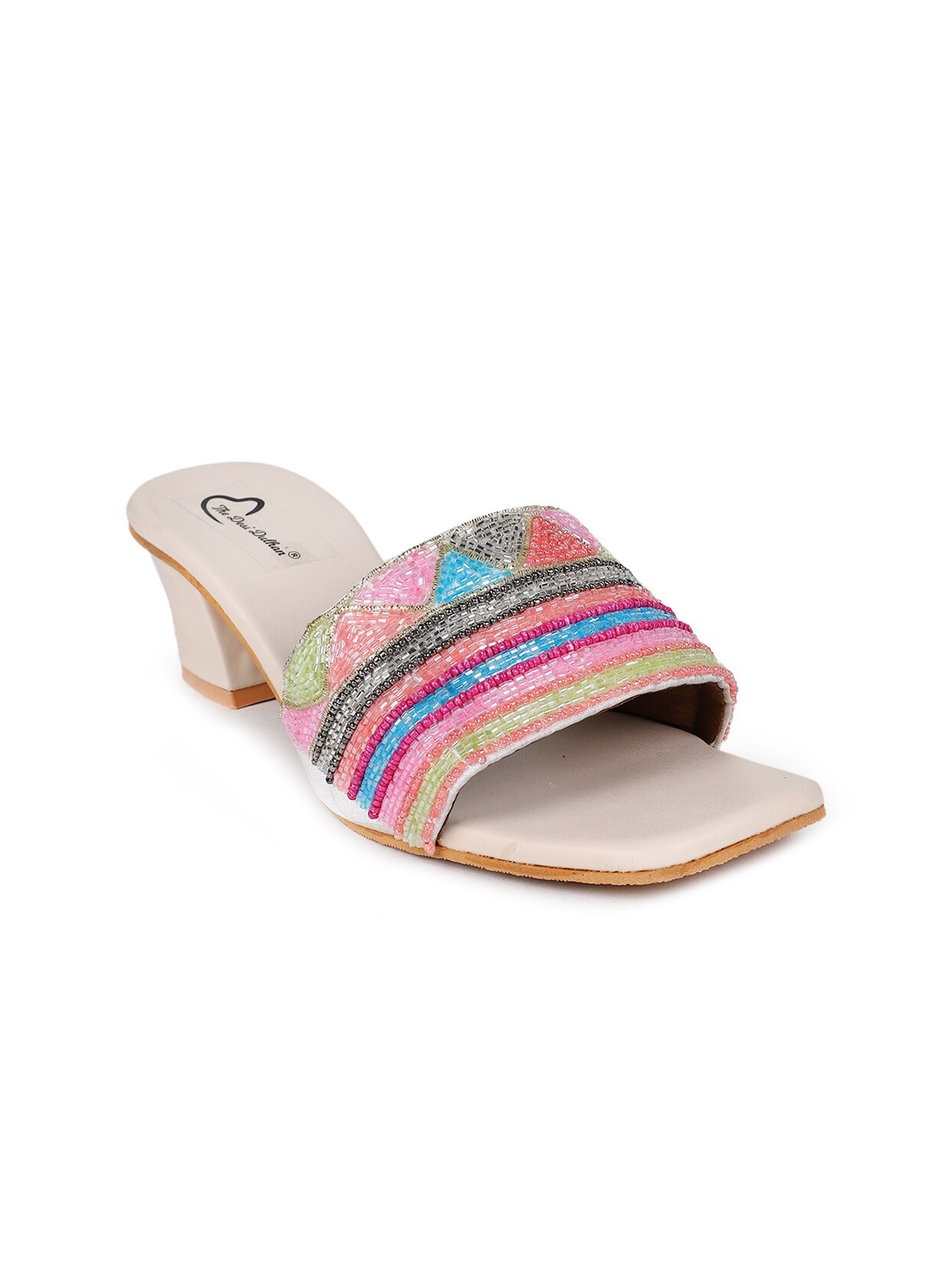 The Desi Dulhan Ethnic Square Toe Block Heels, Pink