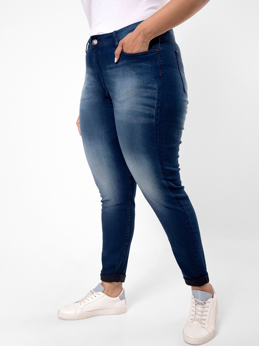 Instafab Plus Women Plus Size Jean Skinny Fit Heavy Fade Stretchable Cotton Jeans, Navy blue
Instafab Plus Women Plus Size Jean Skinny Fit Heavy Fade Stretchable Cotton Jeans, Navy blue