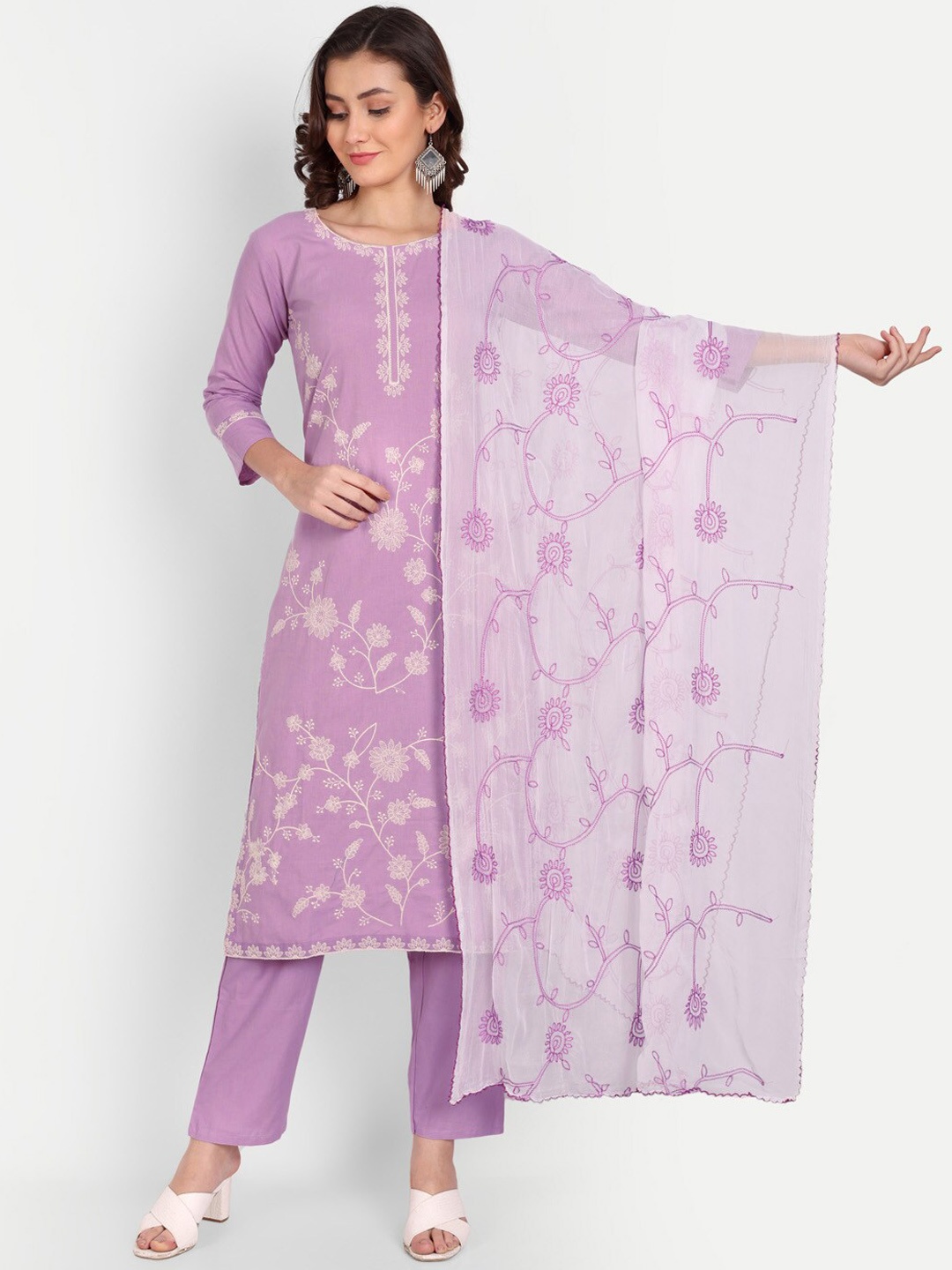 Mclothings Women Floral Embroidered Thread Work Pure Cotton Kurta with Trousers & Dupatta, Lavender
Mclothings Women Floral Embroidered Thread Work Pure Cotton Kurta with Trousers & Dupatta, Lavender