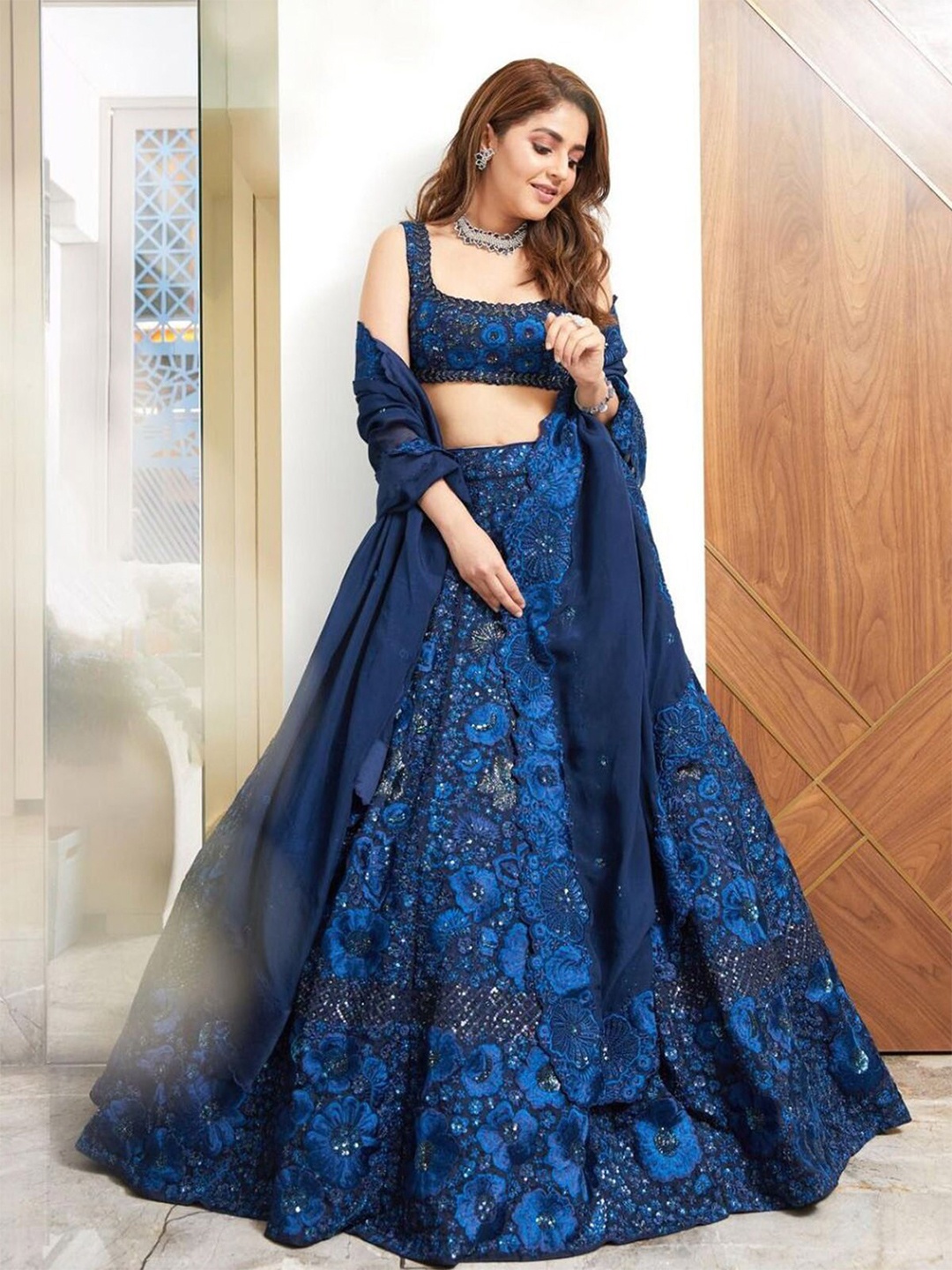 ODETTE Embroidered Sequinned Semi-Stitched Lehenga & Unstitched Blouse With Dupatta, Blue
ODETTE Embroidered Sequinned Semi-Stitched Lehenga & Unstitched Blouse With Dupatta, Blue