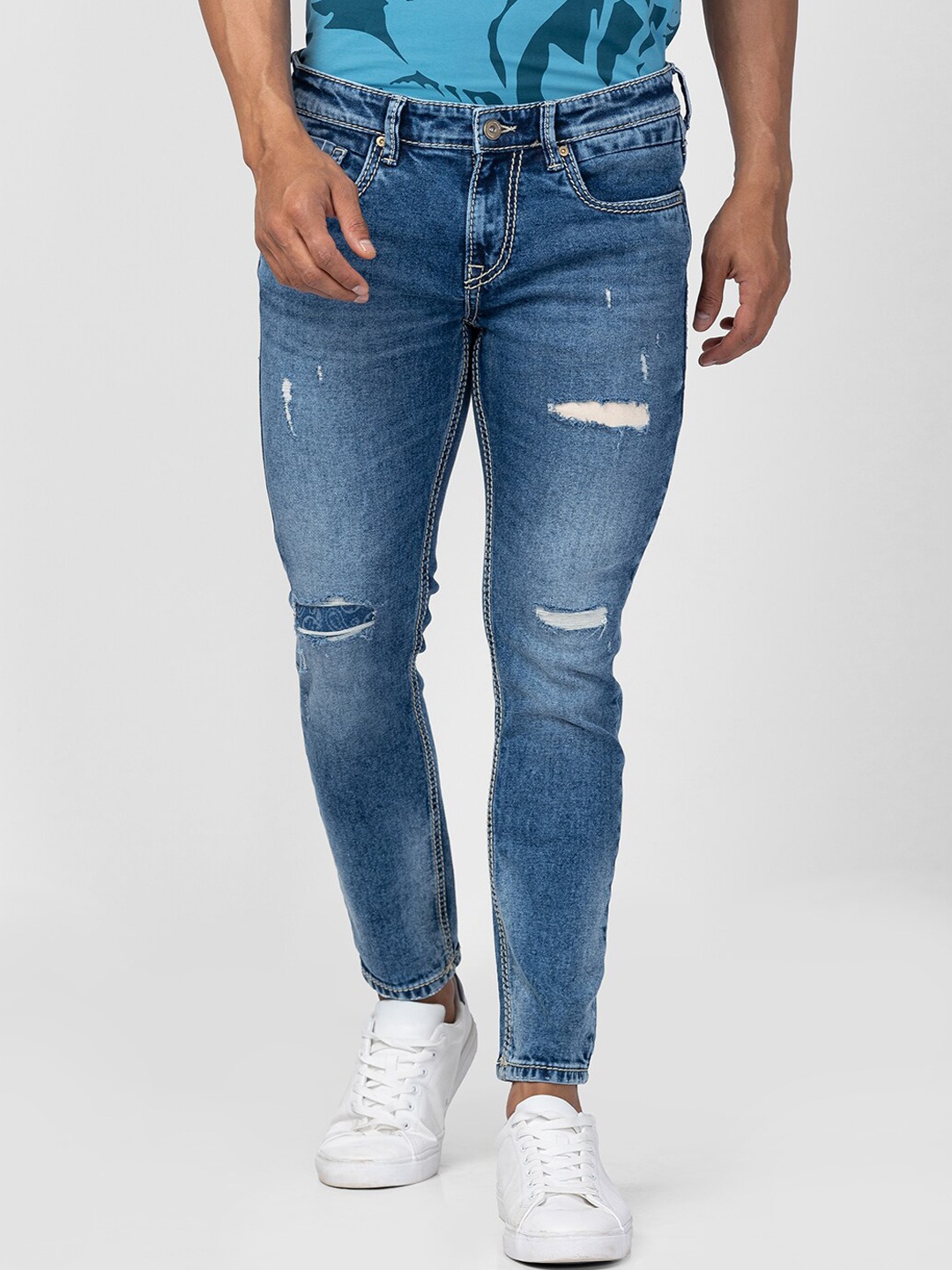 SPYKAR Men Slim Fit Mildly Distressed Heavy Fade Stretchable Cotton Jeans, Blue
SPYKAR Men Slim Fit Mildly Distressed Heavy Fade Stretchable Cotton Jeans, Blue