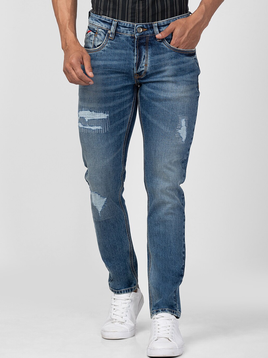 SPYKAR Men Skinny Fit Low-Rise Mildly Distressed Heavy Fade Stretchable Cotton Jeans, Blue
SPYKAR Men Skinny Fit Low-Rise Mildly Distressed Heavy Fade Stretchable Cotton Jeans, Blue