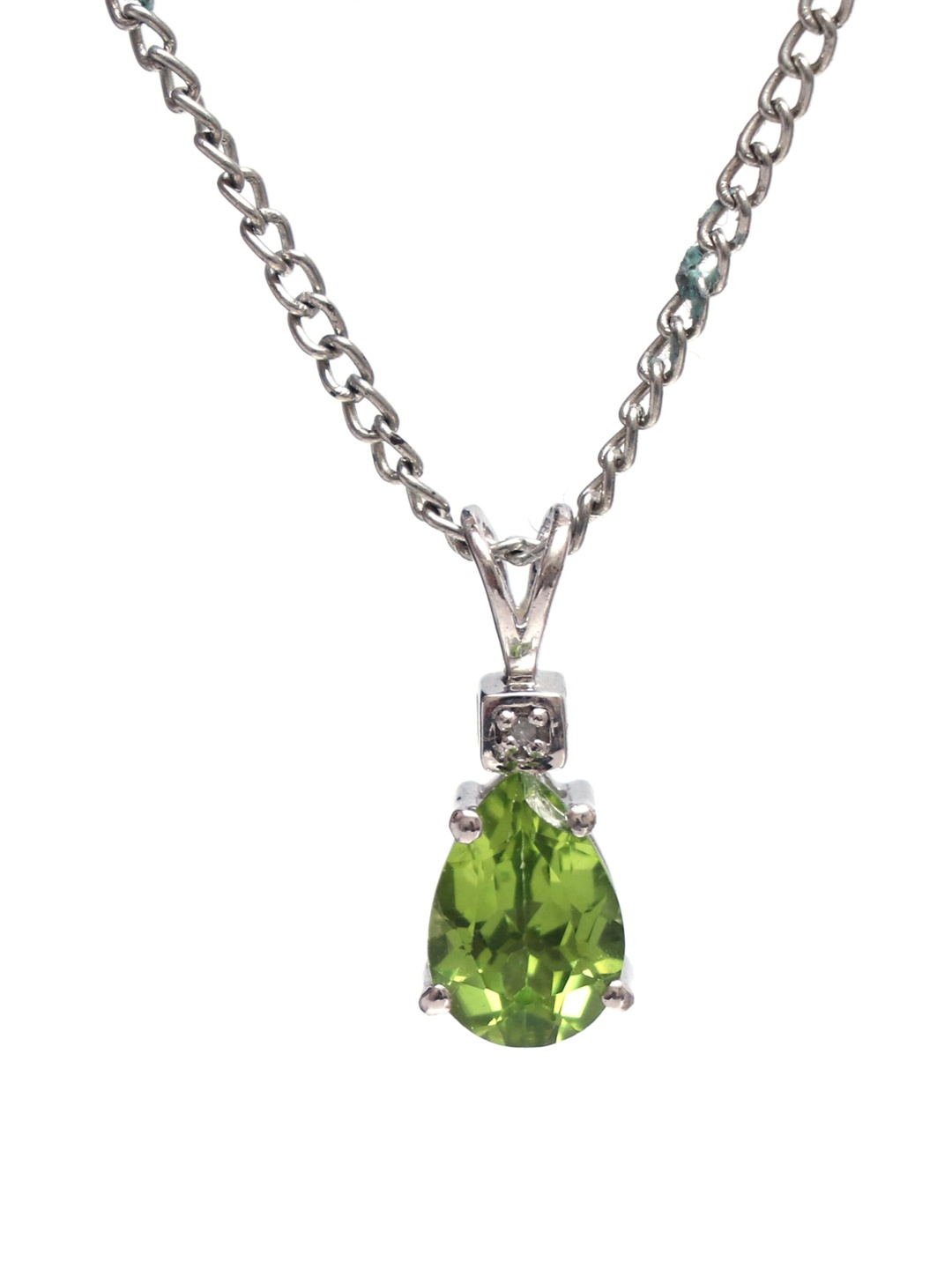 HIFLYER JEWELS 92.5 Sterling-Sliver & Diamond Gemstone Pendant With Chain, Green
HIFLYER JEWELS 92.5 Sterling-Sliver & Diamond Gemstone Pendant With Chain, Green