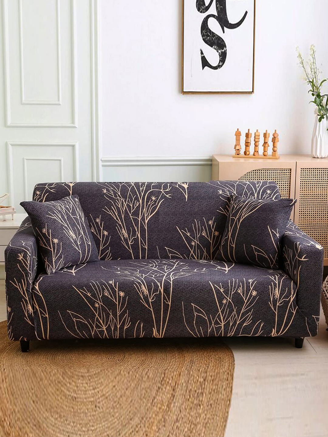 HOUSE OF QUIRK Universal Assorted 4-Seater Printed Sofa Cover