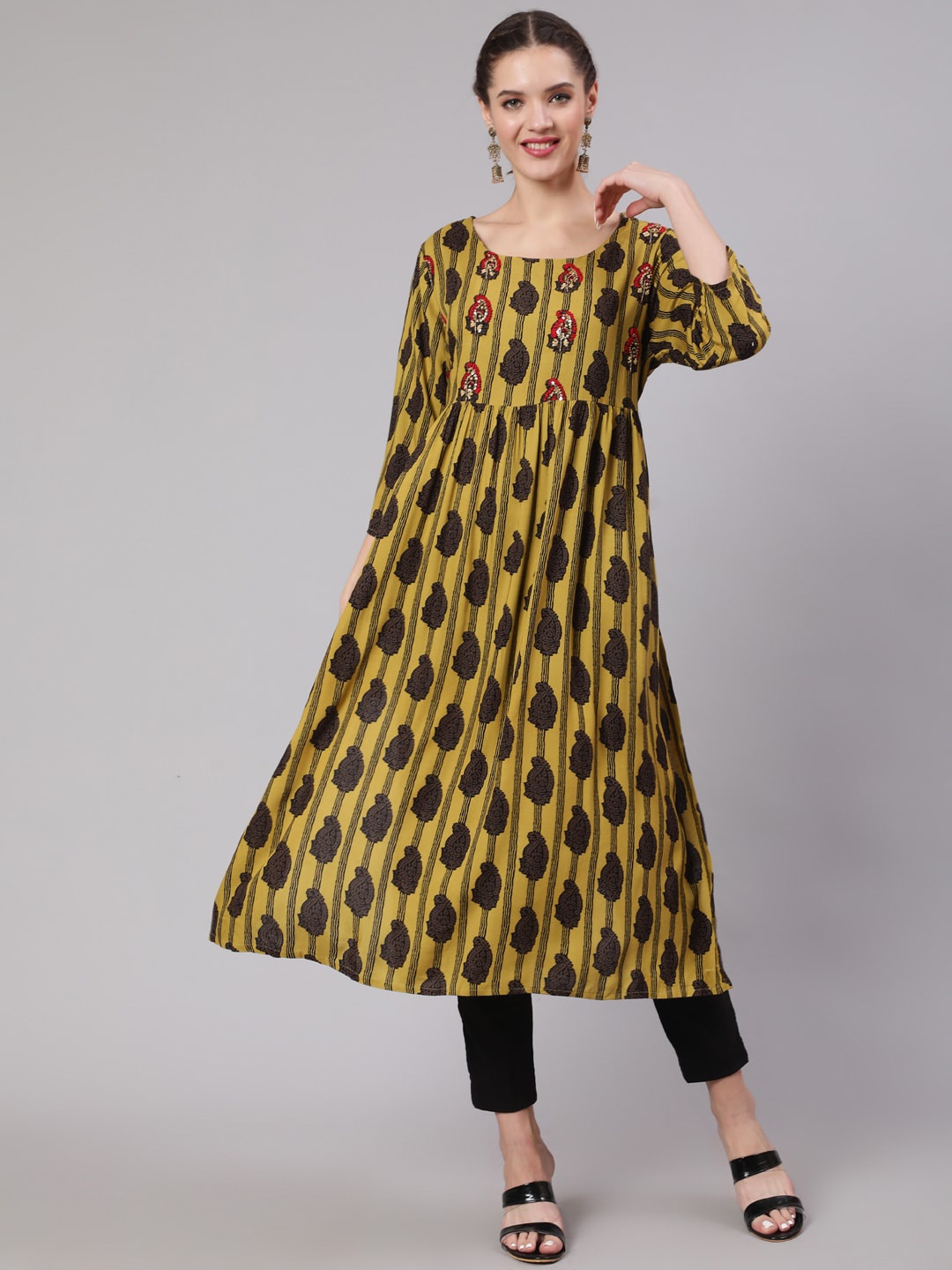 KALINI Women Ethnic Motifs Printed Kurta, Green