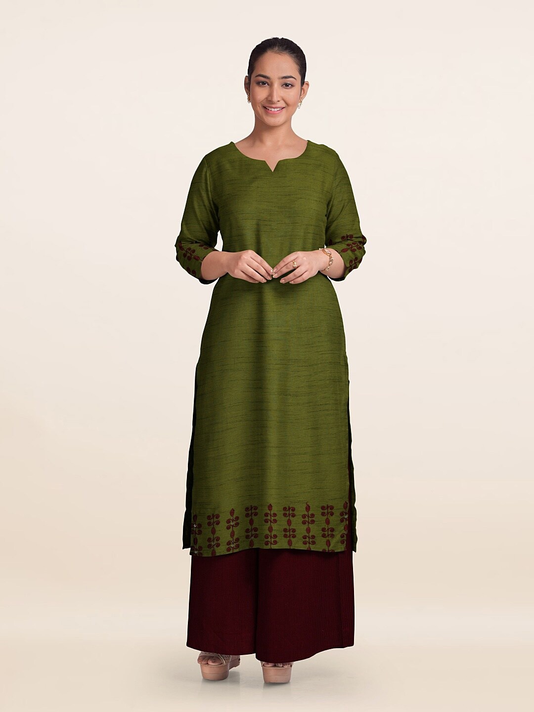 Pothys Unstitched Dress Material, Green