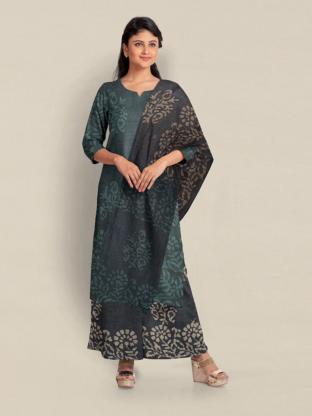 Pothys Unstitched Dress Material, Blue