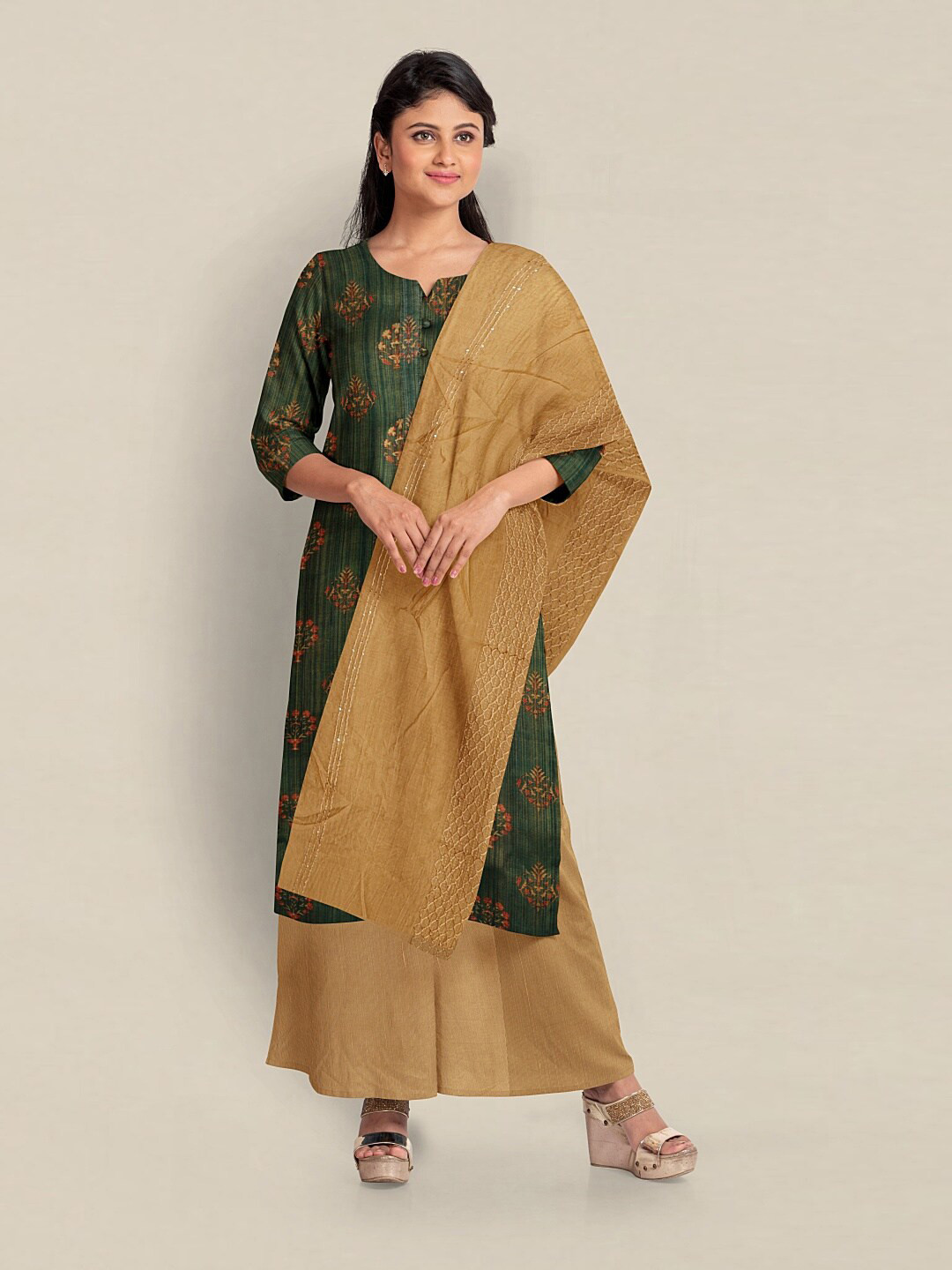 Pothys Printed Unstitched Dress Material, Green 
Pothys Printed Unstitched Dress Material, Green