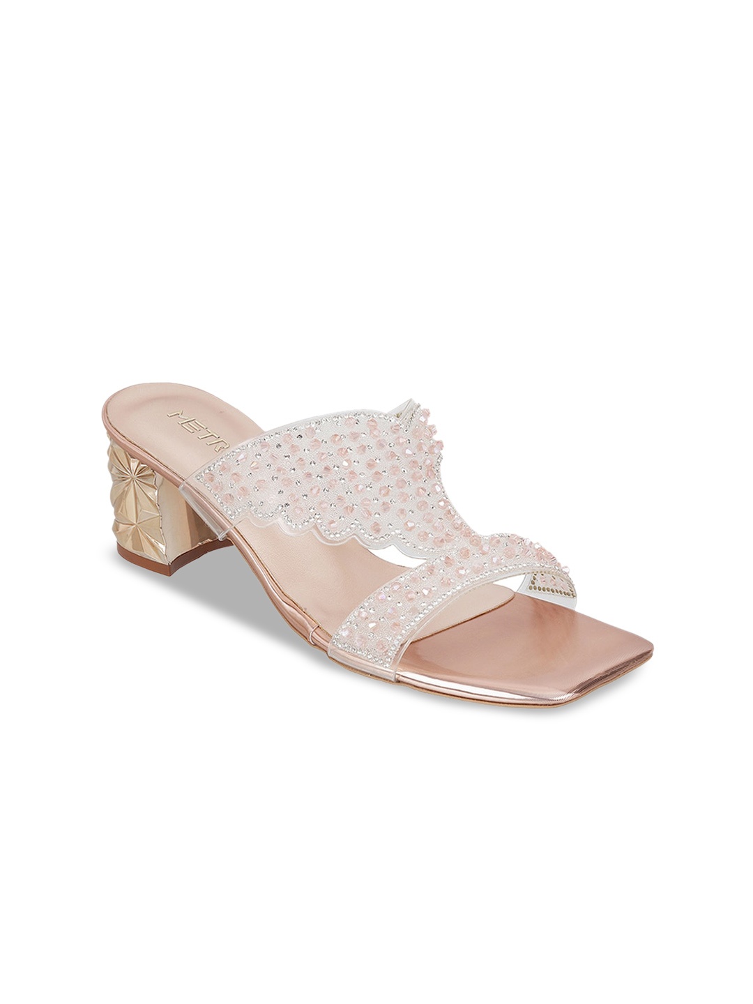 Metro Embellished Block Heels, Pink