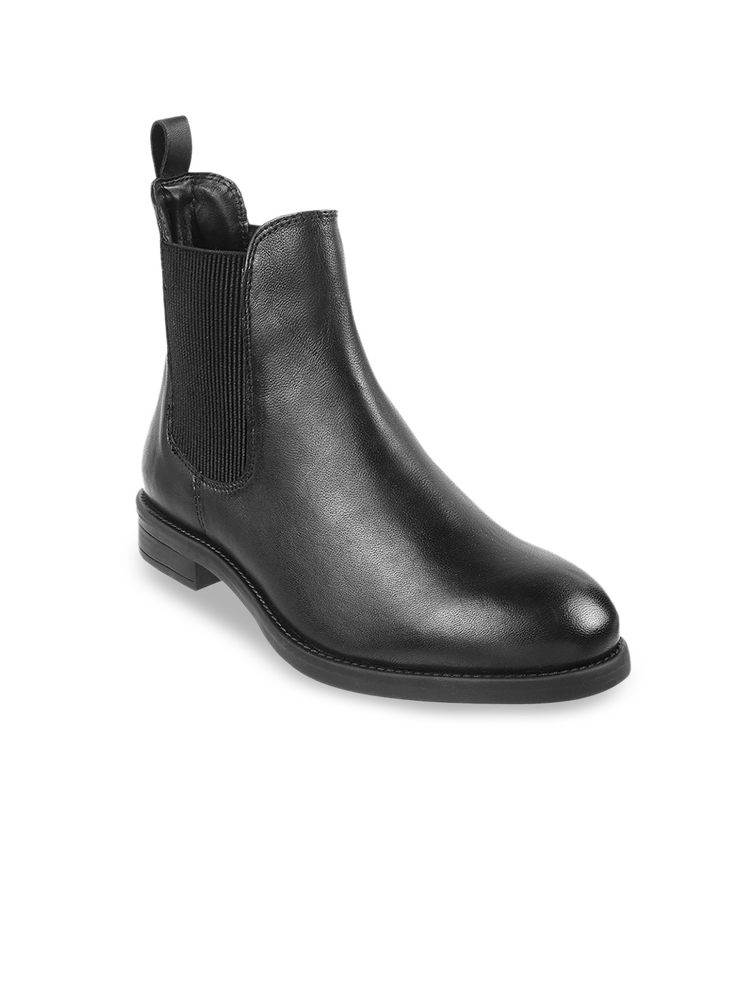 Mochi Slip-On Mid-High Block Boots, Black