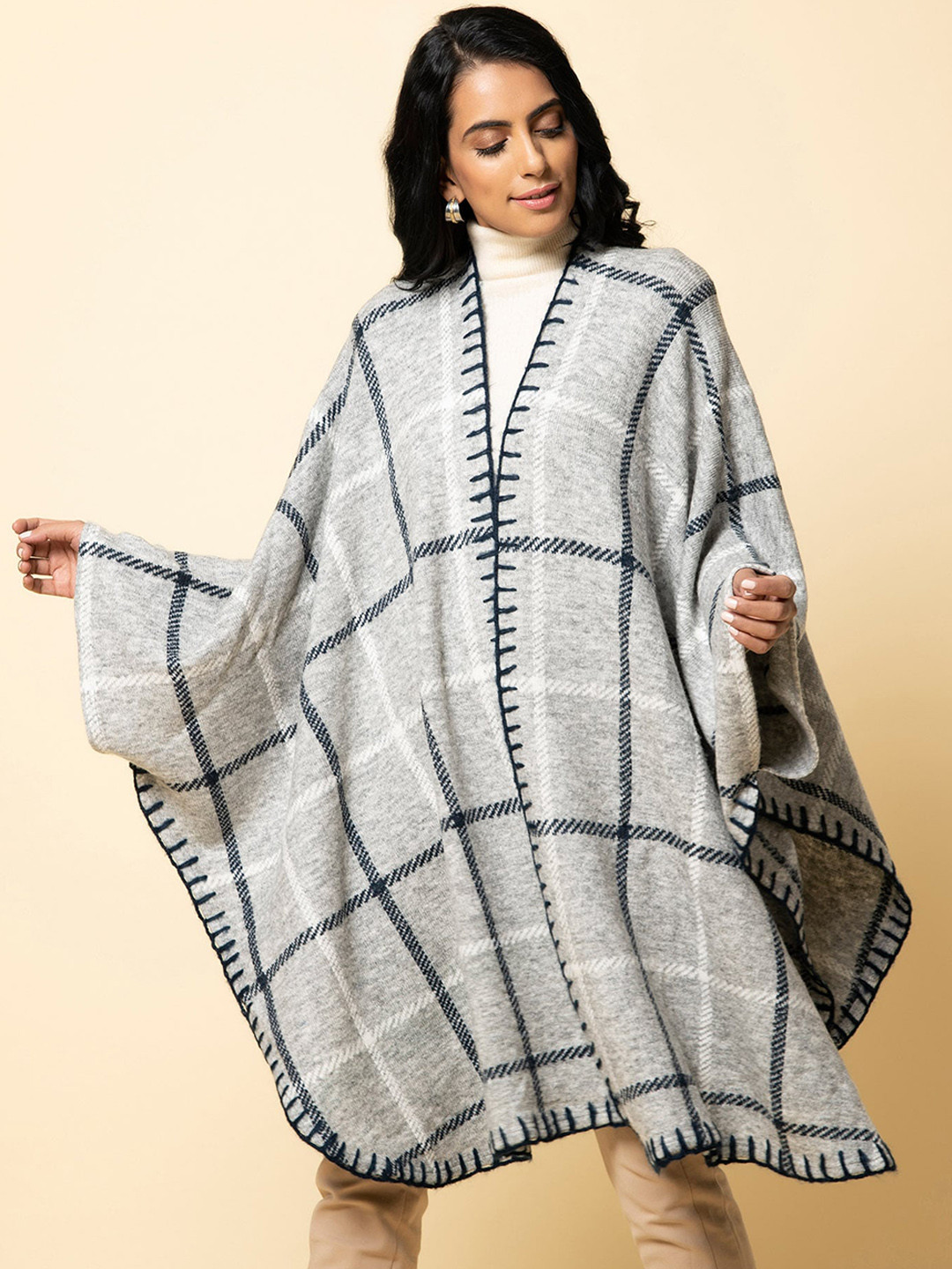 KHALEEJ Women Checked Asymmetric Closure Longline Open Front Jacket, Grey
KHALEEJ Women Checked Asymmetric Closure Longline Open Front Jacket, Grey