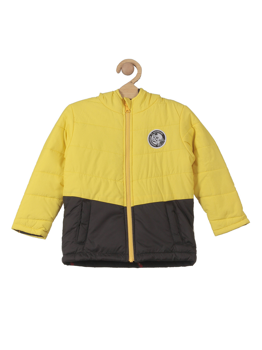Lil Lollipop Kids Colourblocked Reversible Padded Jacket, Yellow 
Lil Lollipop Kids Colourblocked Reversible Padded Jacket, Yellow