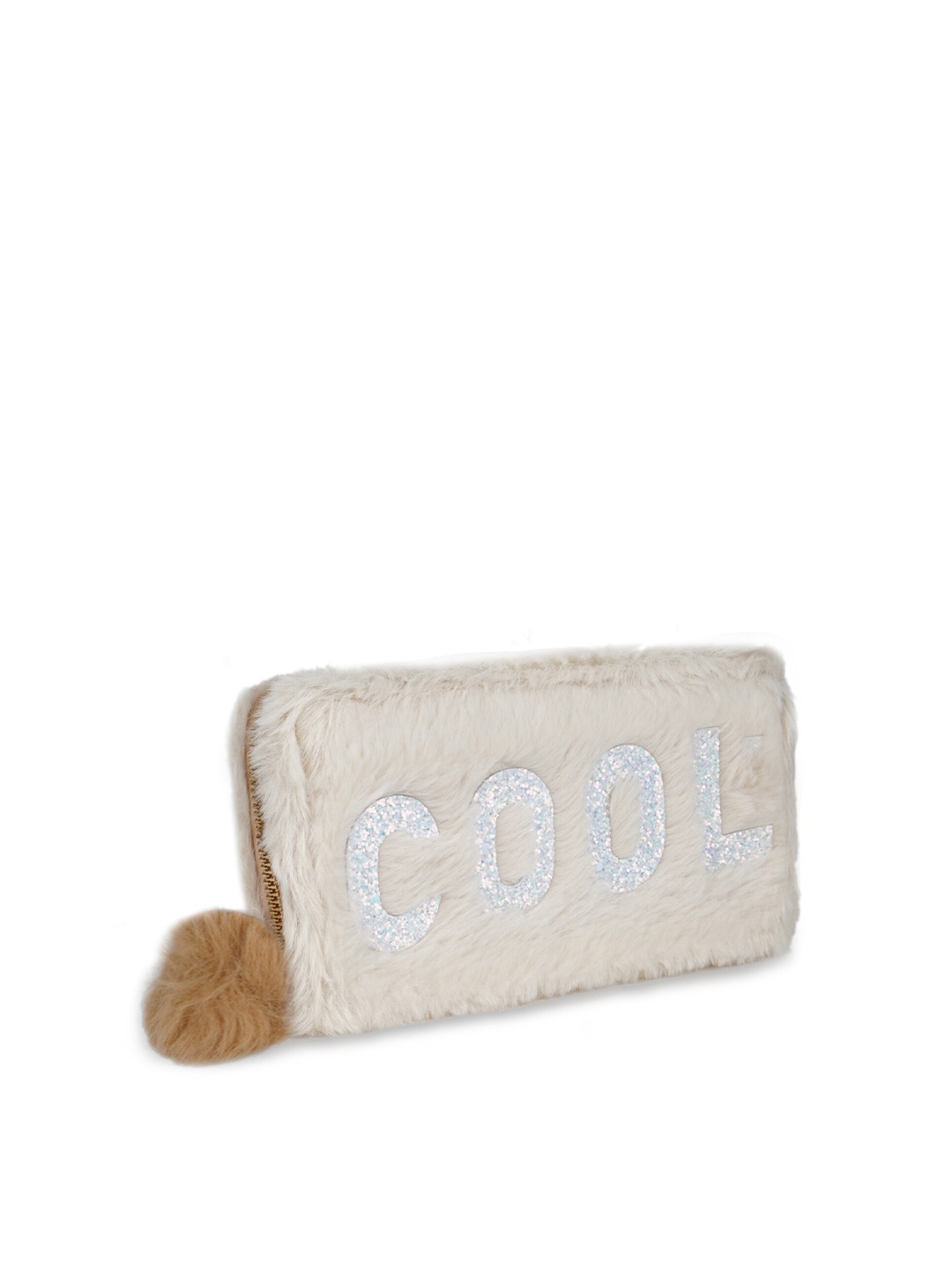 Kanvas Katha Women Typography Textured PU Zip Around Wallet, Beige