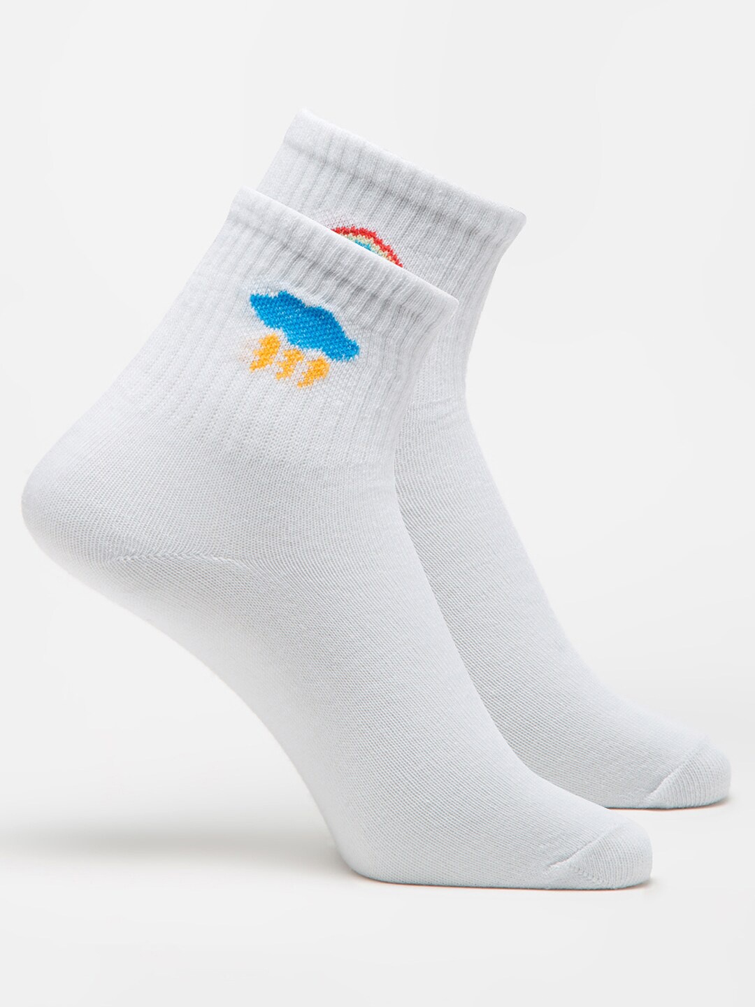 J Style Women Pack Of 2 White Ankle-Length Socks