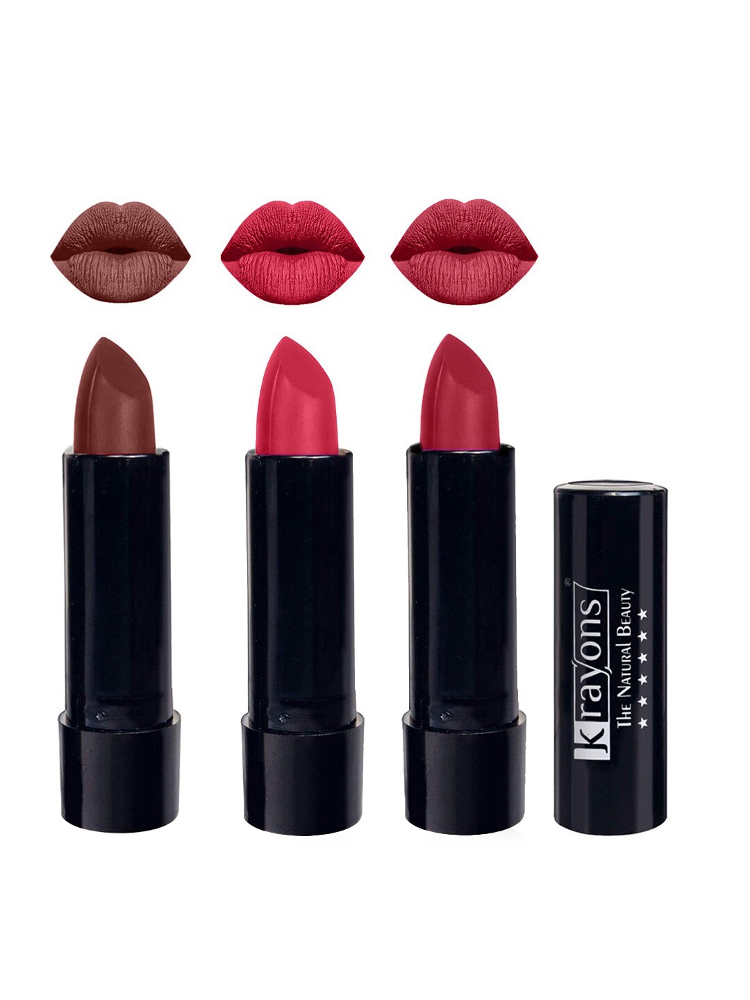 krayons Set Of 3 The Natural Beauty Matte Lipstick - Brick Tone, First Crush, Orange Tango, Brown
krayons Set Of 3 The Natural Beauty Matte Lipstick - Brick Tone, First Crush, Orange Tango, Brown