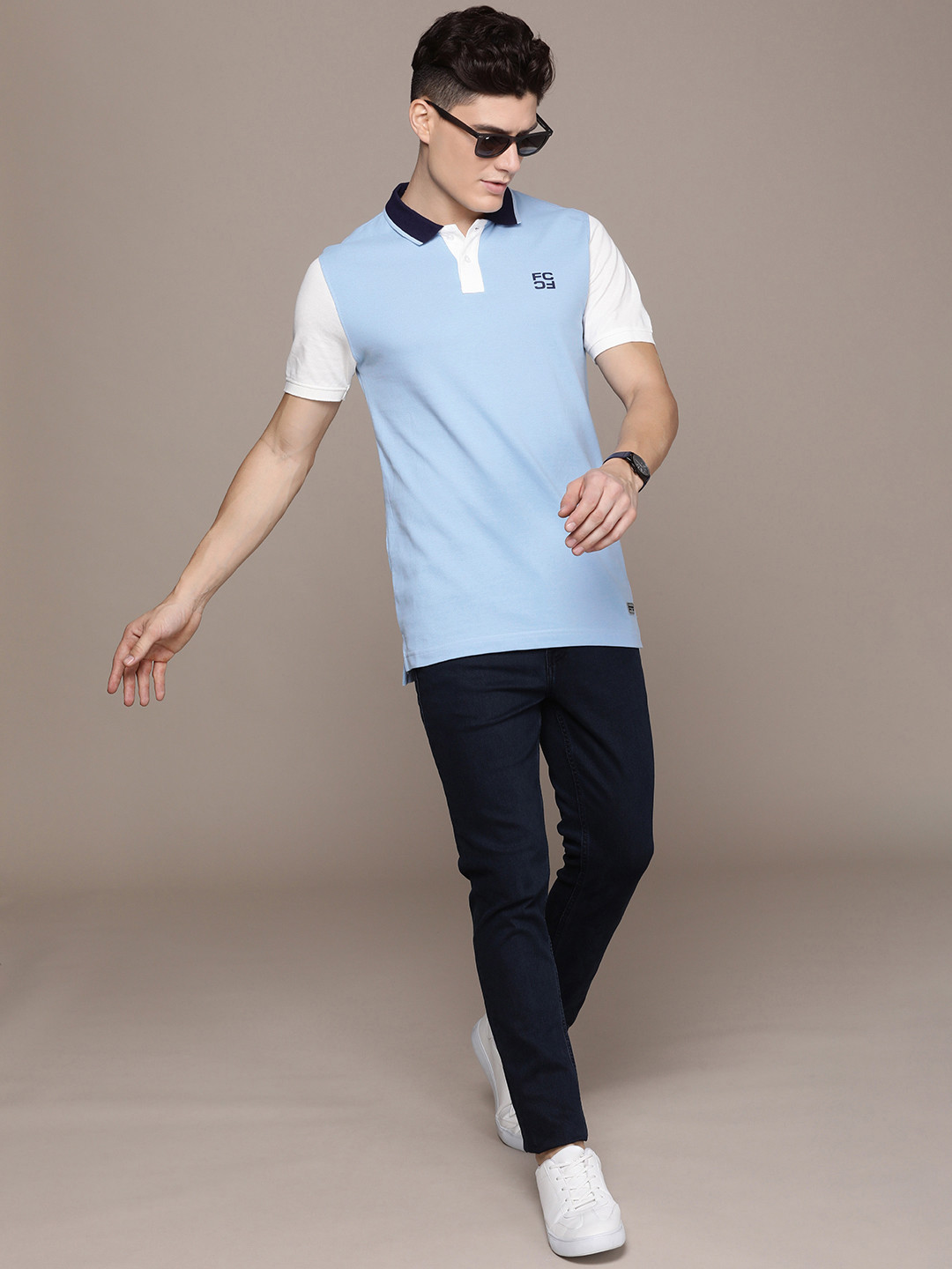 French Connection Solid Contrast Polo Collar Pure Cotton T-shirt With Contrast Sleeves, Blue
French Connection Solid Contrast Polo Collar Pure Cotton T-shirt With Contrast Sleeves, Blue