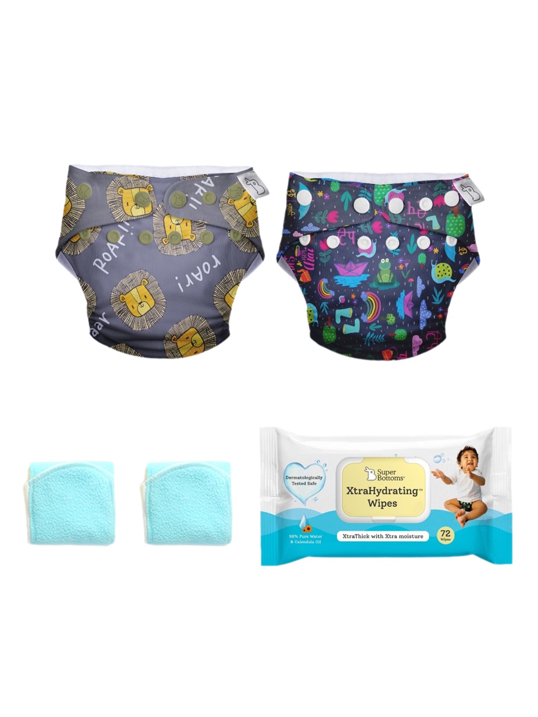 SuperBottoms Infant Set Of 2 Organic Cotton SuperDryFeel Diapers & XtraHydrating Wipes, Blue
SuperBottoms Infant Set Of 2 Organic Cotton SuperDryFeel Diapers & XtraHydrating Wipes, Blue