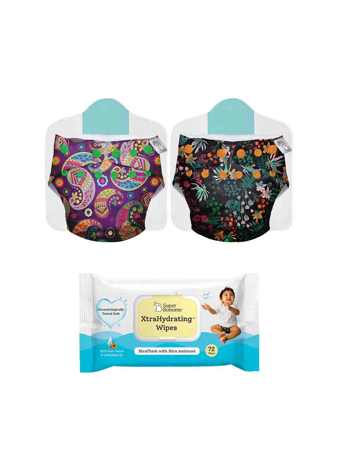 SuperBottoms Infant Set Of 3 SuperDryFeel Diapers & XtraHydrating Wipes, Black
SuperBottoms Infant Set Of 3 SuperDryFeel Diapers & XtraHydrating Wipes, Black
