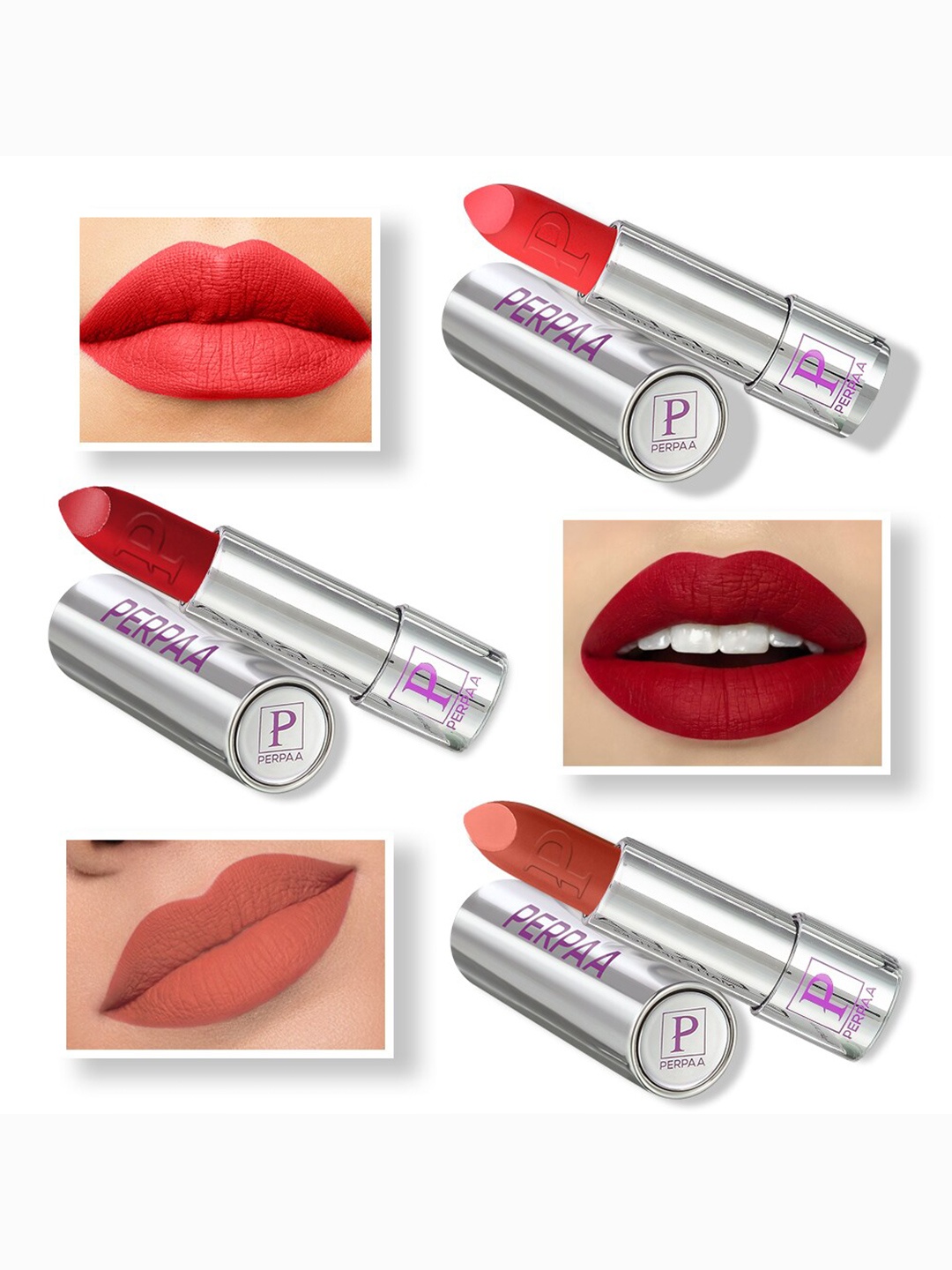 PERPAA Set of 3 Highly Pigmented & Weightless Matte Lipstick 3.5 g Each - 193, 196, 301, Orange
PERPAA Set of 3 Highly Pigmented & Weightless Matte Lipstick 3.5 g Each - 193, 196, 301, Orange