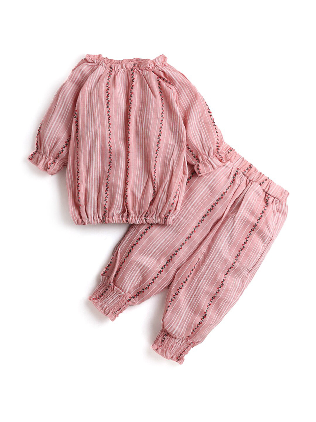 Hopscotch Girls Pink & White Striped Top with Trousers 
Hopscotch Girls Pink & White Striped Top with Trousers