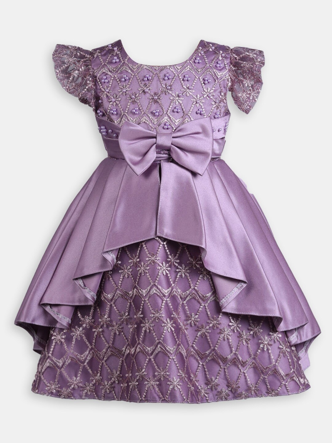 Hopscotch Floral Layered Dress, Purple