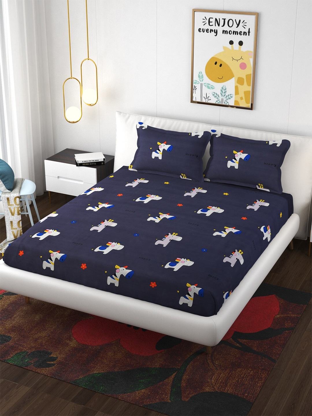 Molly & Michel Blue & White Graphic Printed 210 TC Queen Bedsheet with 2 Pillow Covers
Molly & Michel Blue & White Graphic Printed 210 TC Queen Bedsheet with 2 Pillow Covers