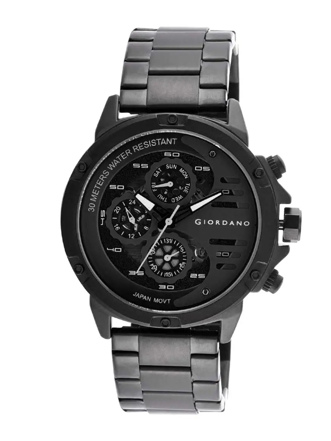 GIORDANO Men Patterned Dial & Bracelet Style Straps Analogue Watch GD-50001-22, Black
GIORDANO Men Patterned Dial & Bracelet Style Straps Analogue Watch GD-50001-22, Black